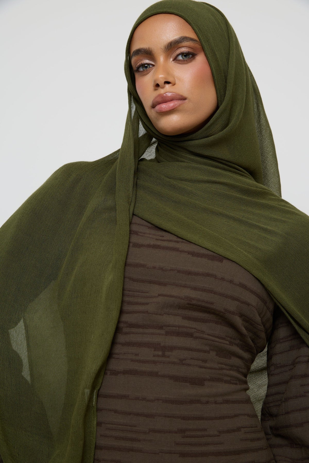 Modal Crinkle Fringe Hijab - Pine Hijabs Veiled 