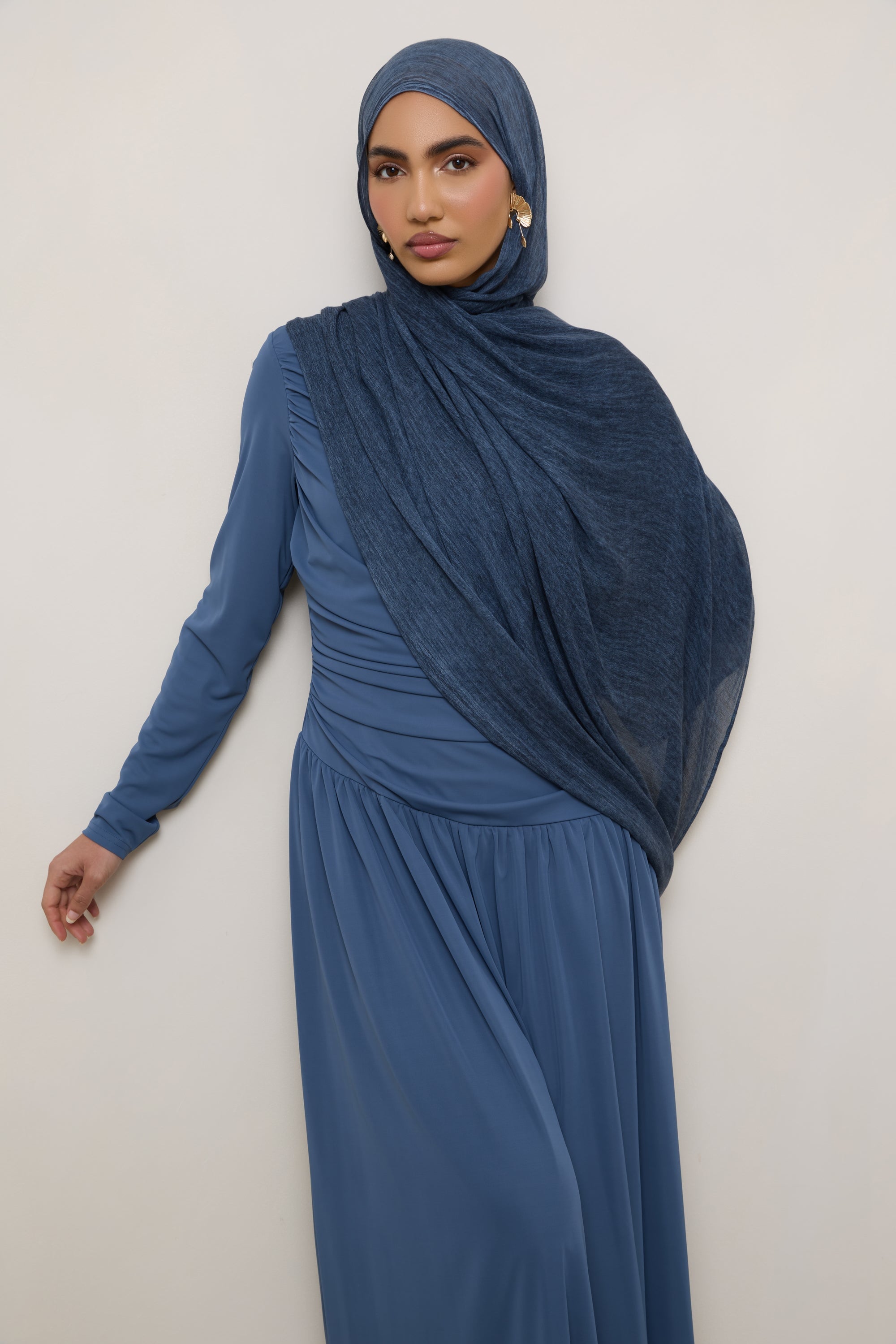 Modal Crinkle Hijab - Dark Denim Hijabs Veiled 