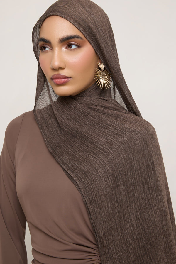 Modal Crinkle Hijab - Dark Truffle Hijabs Veiled 
