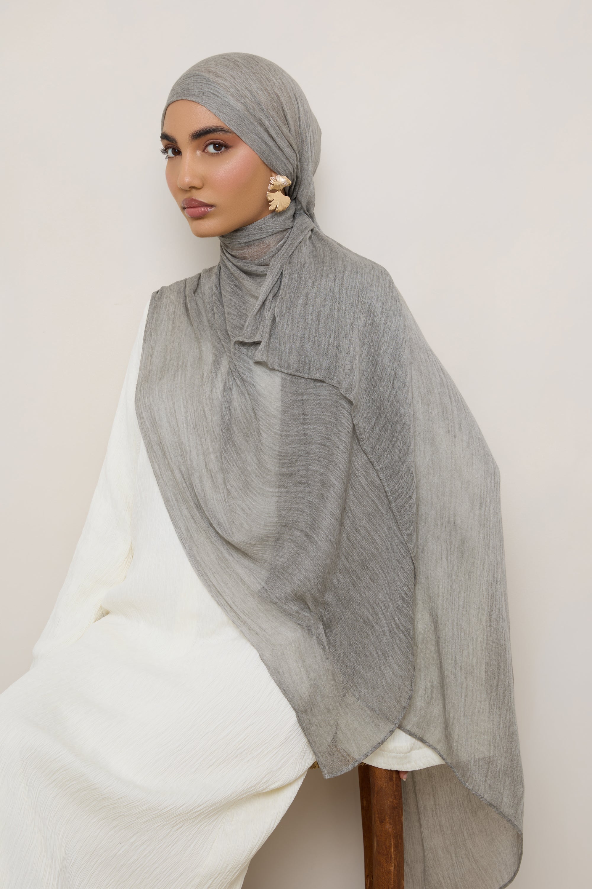Modal Crinkle Hijab - Grey Hijabs Veiled 
