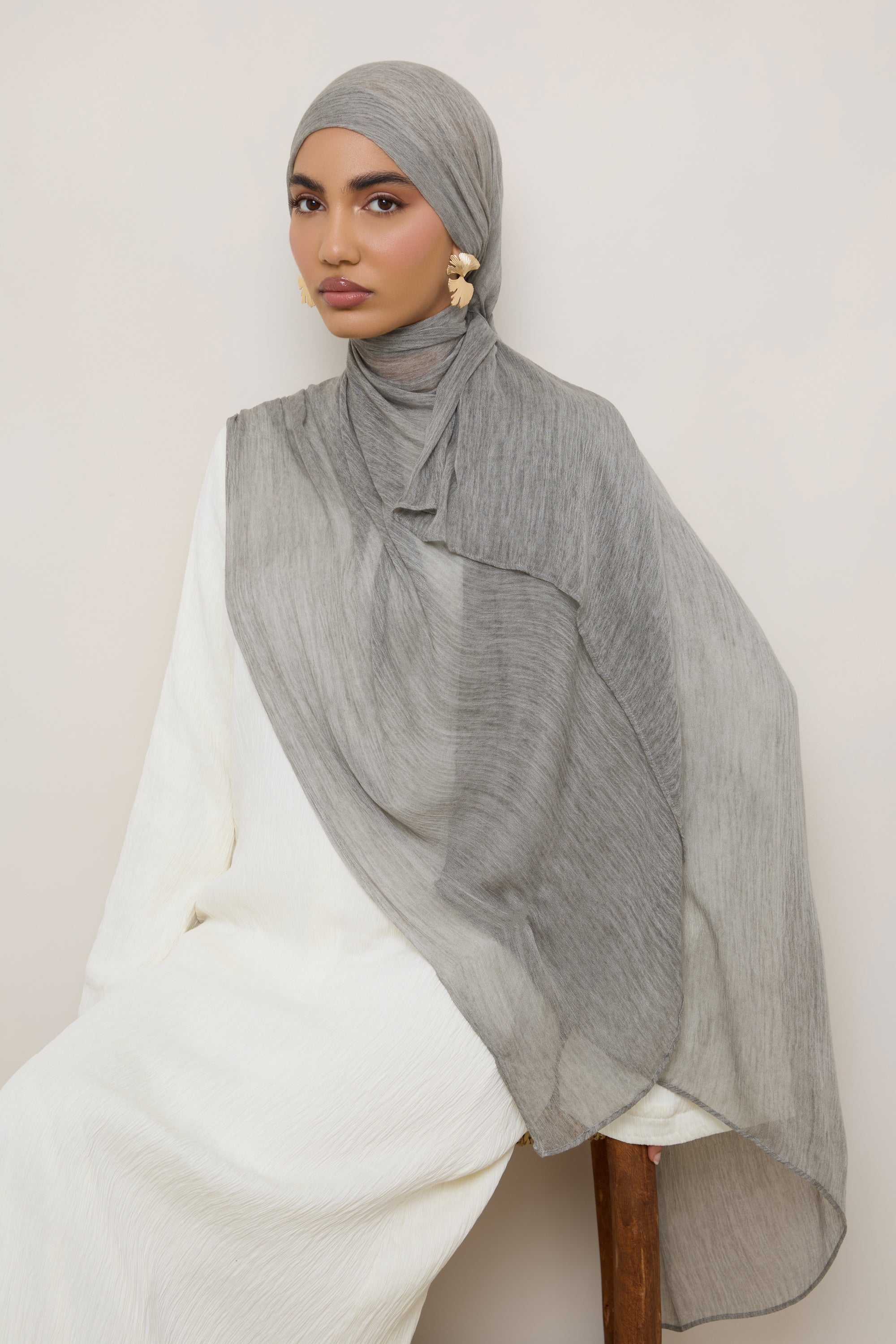 Modal Crinkle Hijab - Grey Hijabs Veiled 