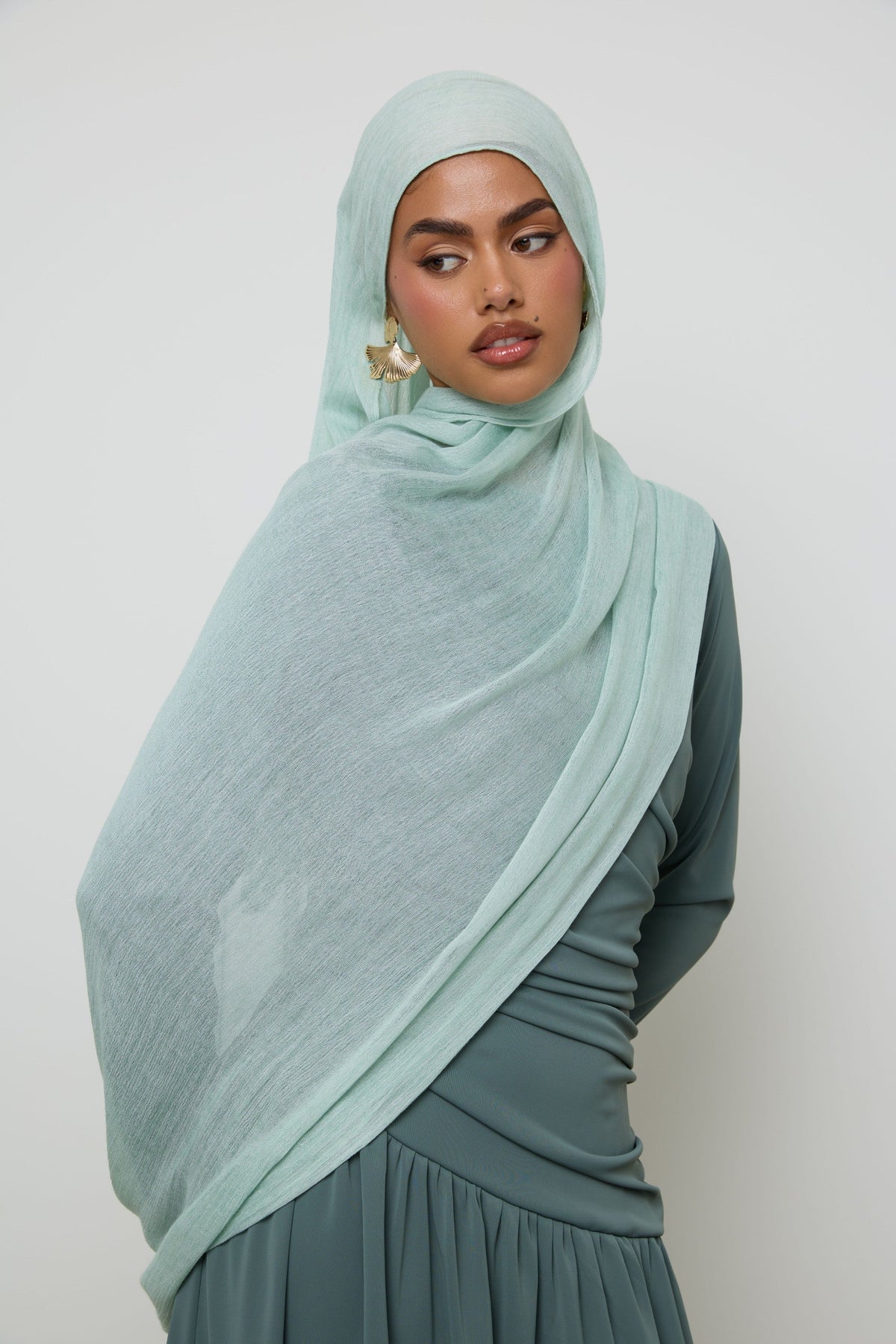 Modal Crinkle Hijab - Mint Hijabs Veiled 
