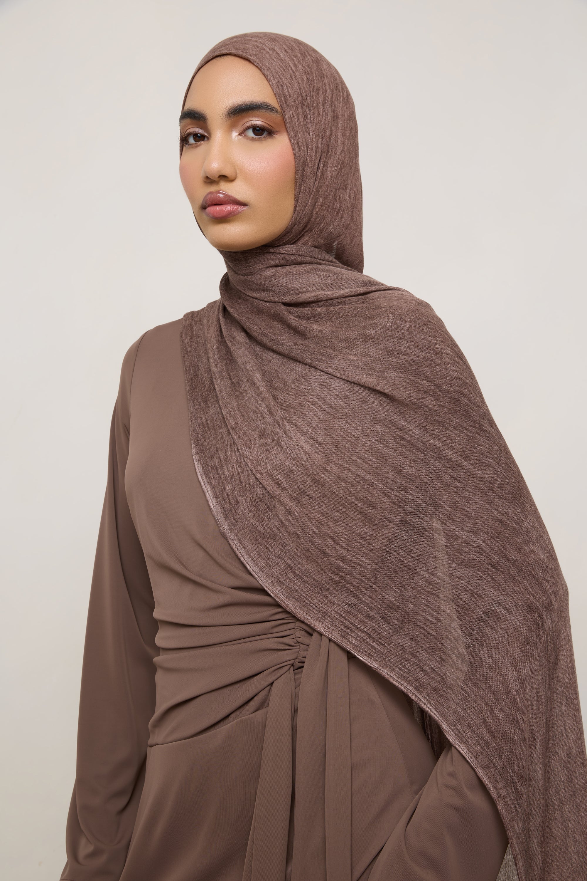Modal Crinkle Hijab - Mocha Hijabs Veiled 