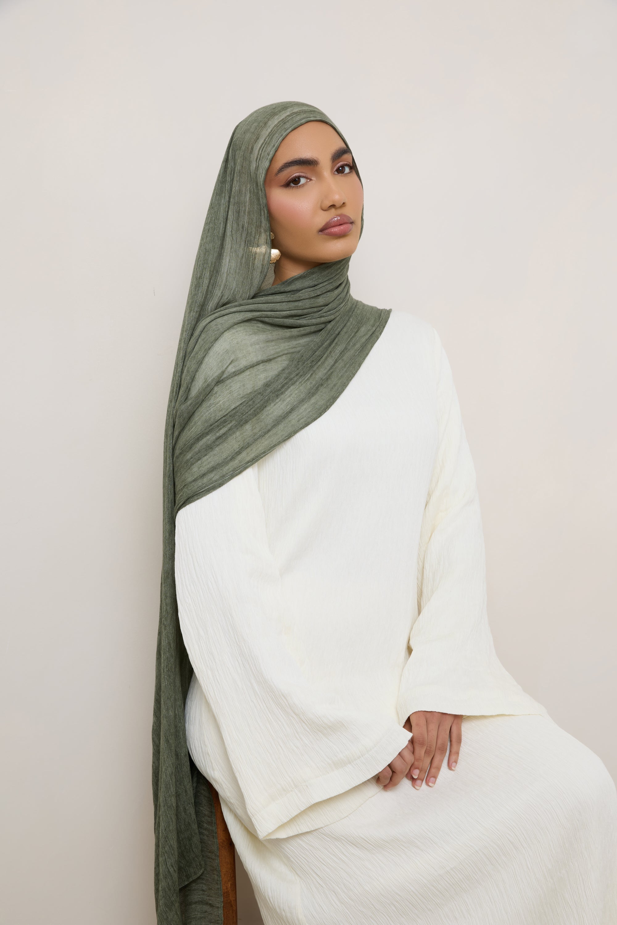 Modal Crinkle Hijab - Sage Hijabs Veiled 