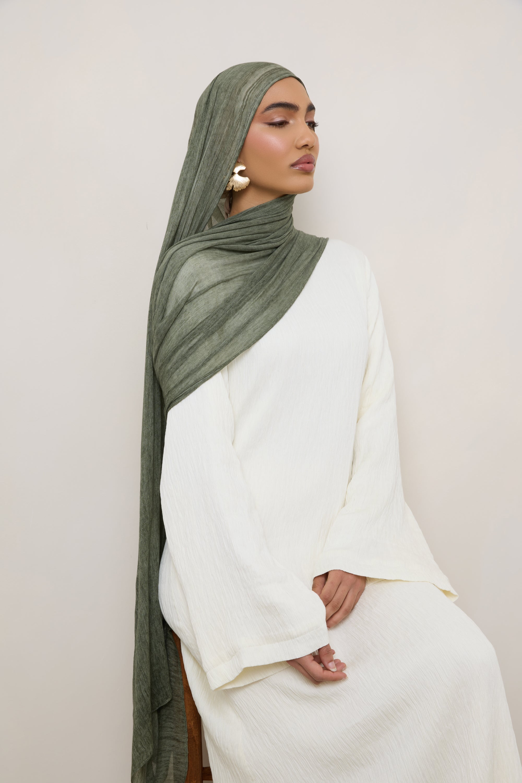 Modal Crinkle Hijab - Sage Hijabs Veiled 