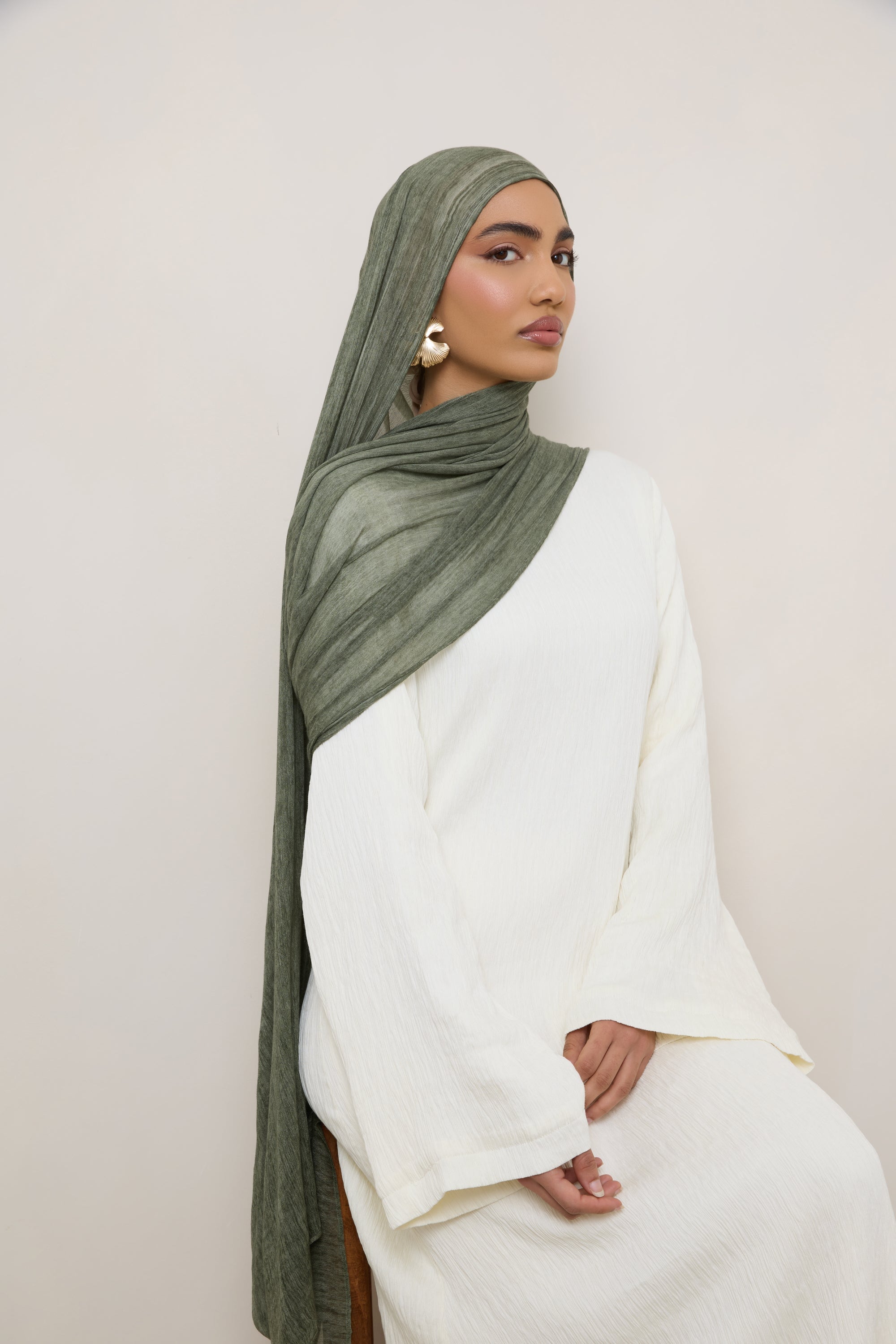 Modal Crinkle Hijab - Sage Hijabs Veiled 