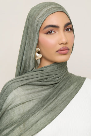 Modal Crinkle Hijab - Sage