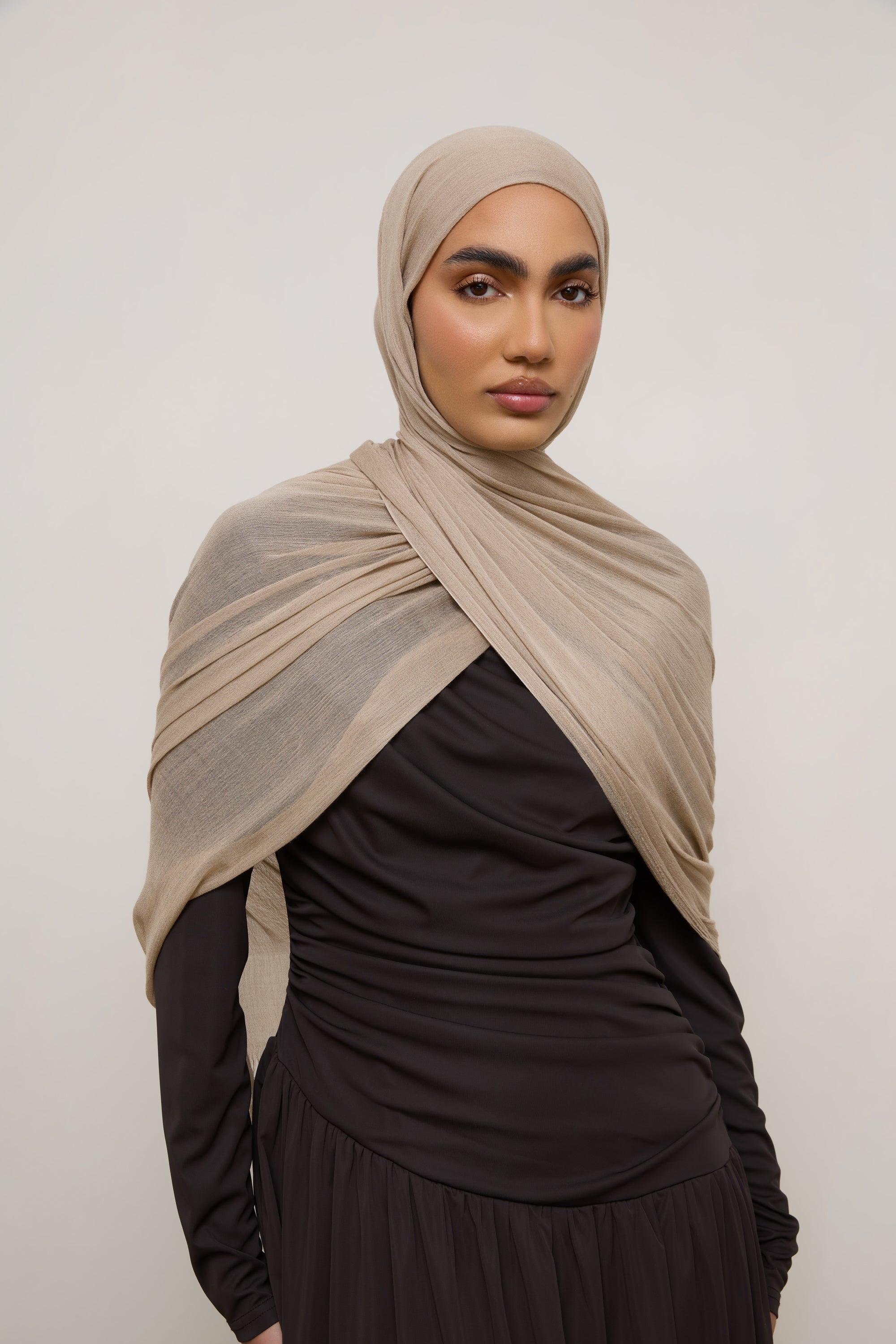 Modal Crinkle Hijab - Sand Hijabs Veiled 