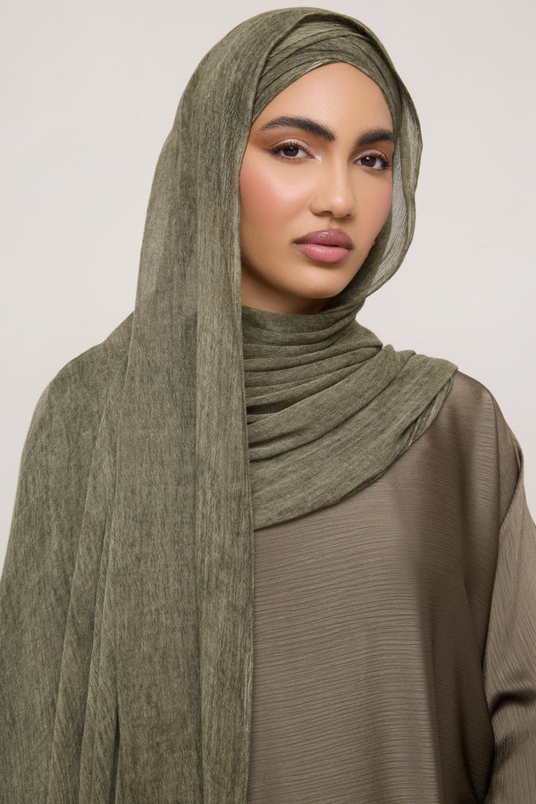 Modal Crinkle Hijab - Thyme Hijabs Veiled 