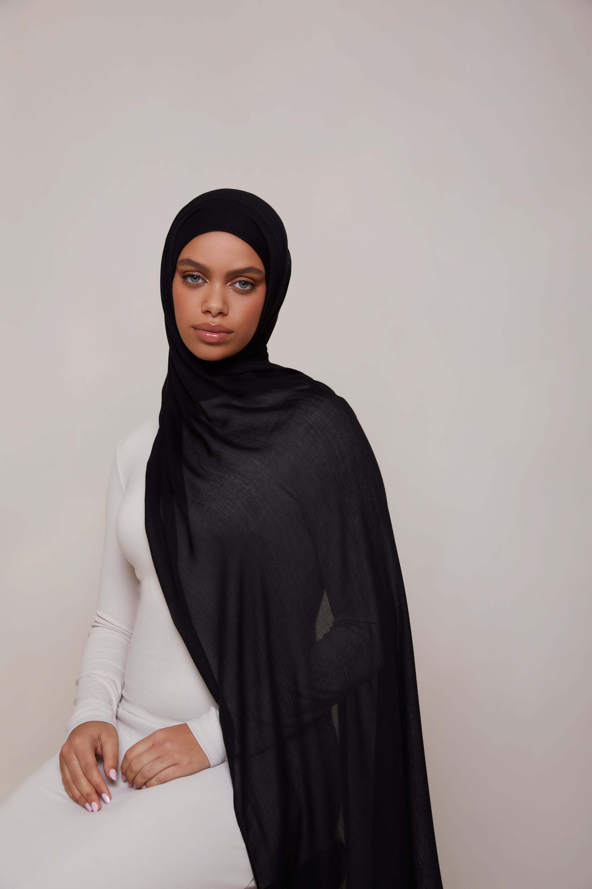 Modal Hijab - Black Veiled 