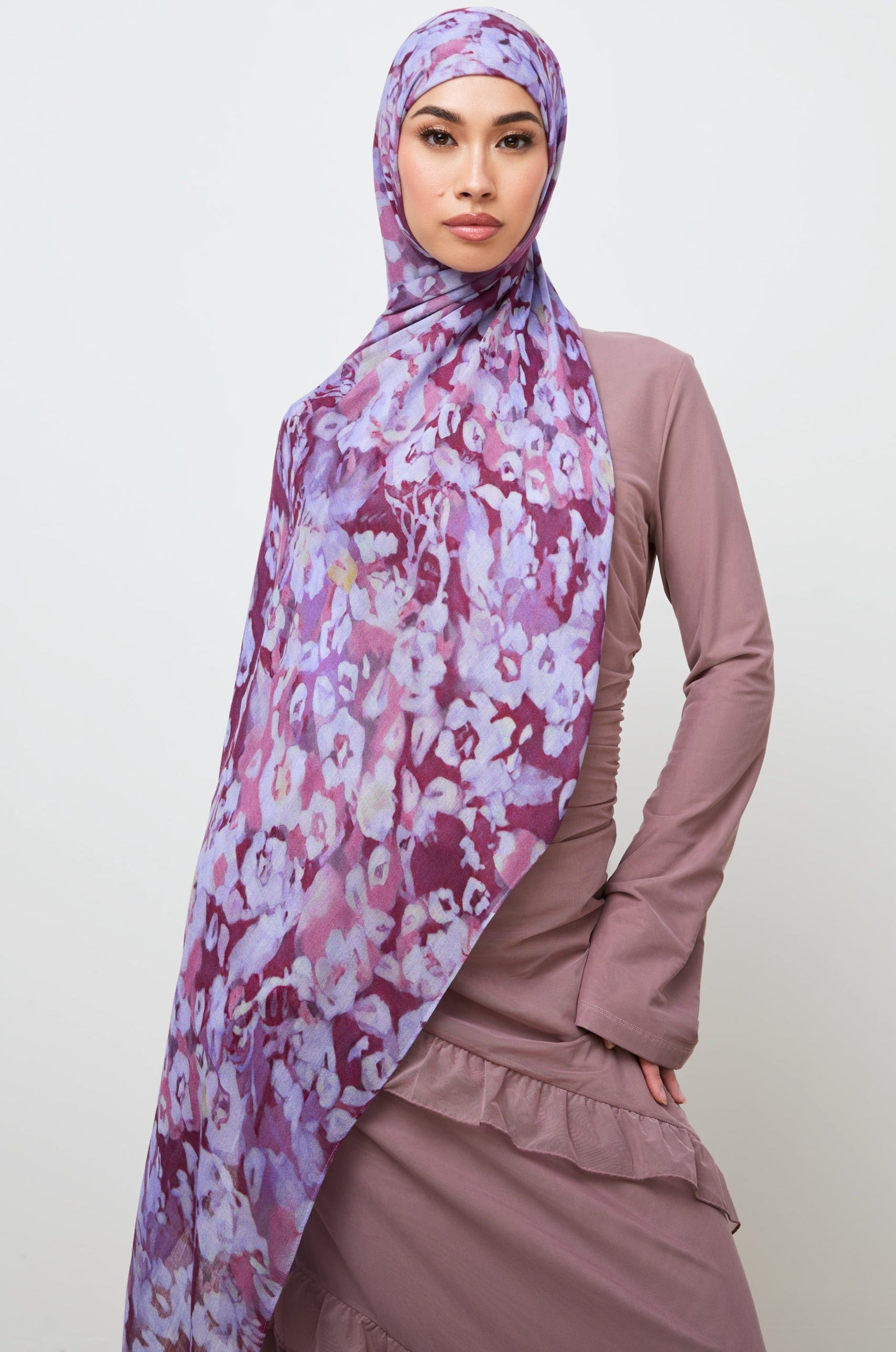 Printed Modal Hijab - Lavender Bloom