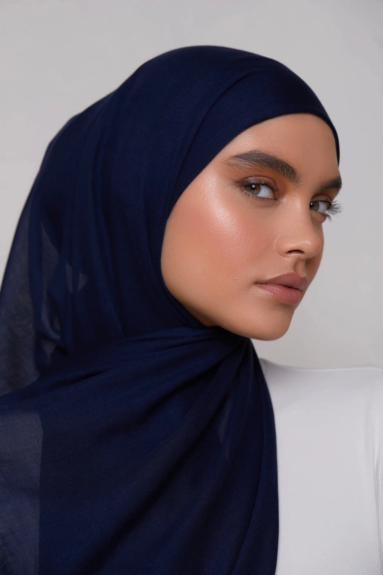 Modal Hijab & Matching Undercap Set - Navy Veiled 