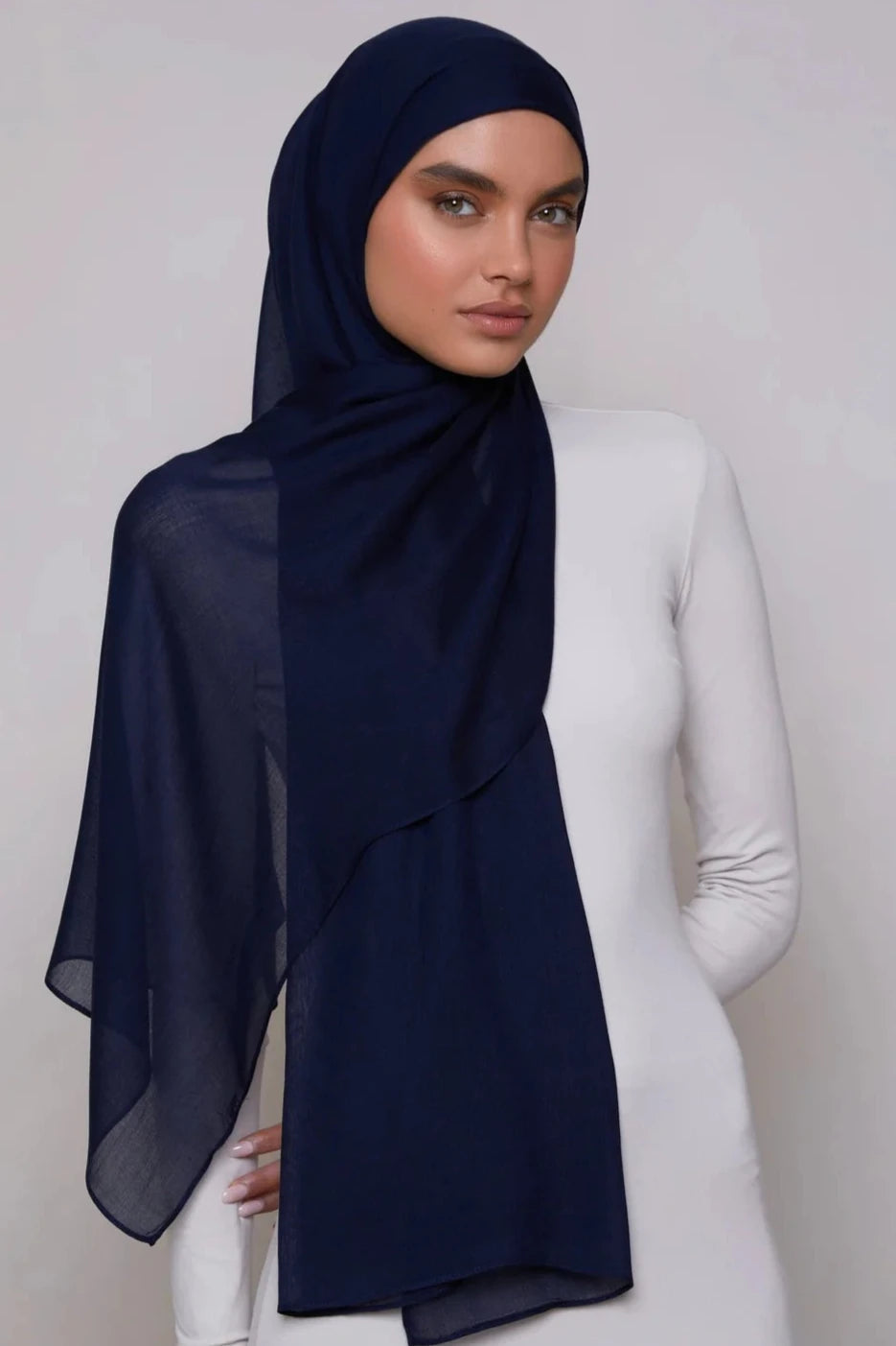 Modal Hijab & Matching Undercap Set - Navy Veiled 