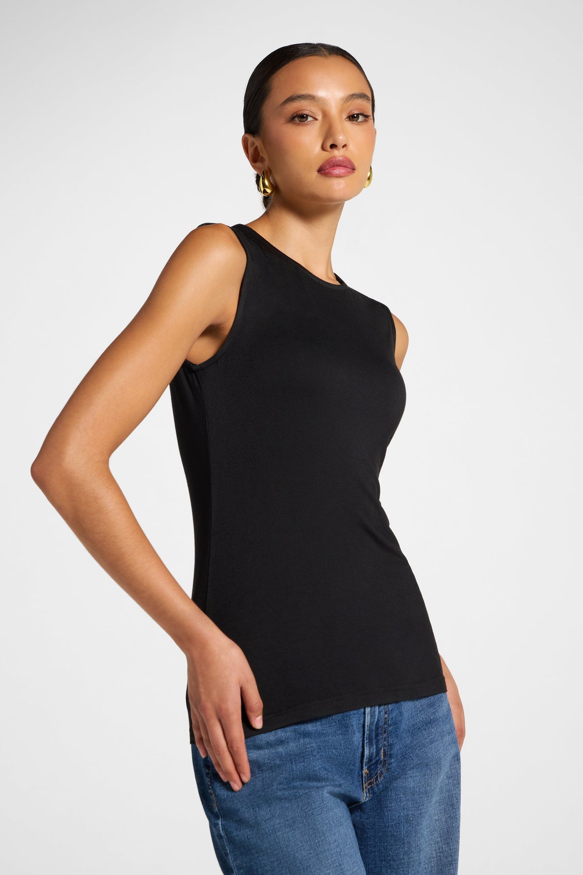 Modal Tank Top - Black Veiled 
