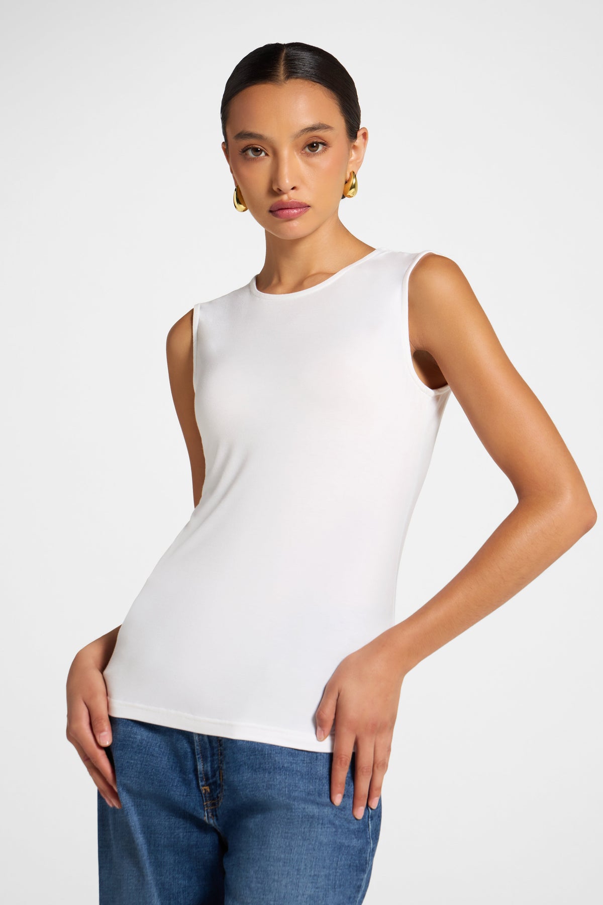 Modal Tank Top - White Veiled 