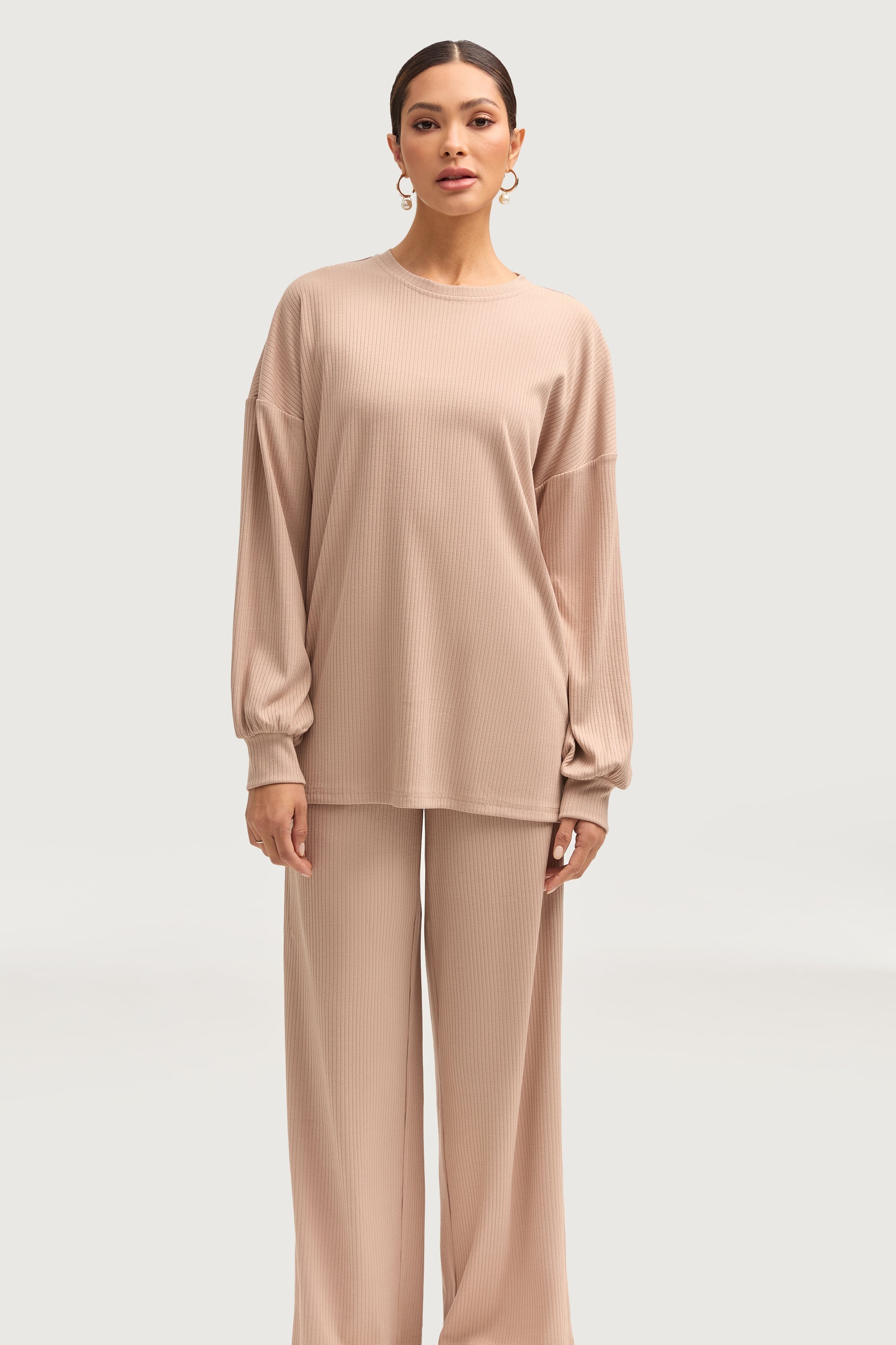 Mona Ribbed Top & Pants Matching Set - Chai Sets Veiled Collection 