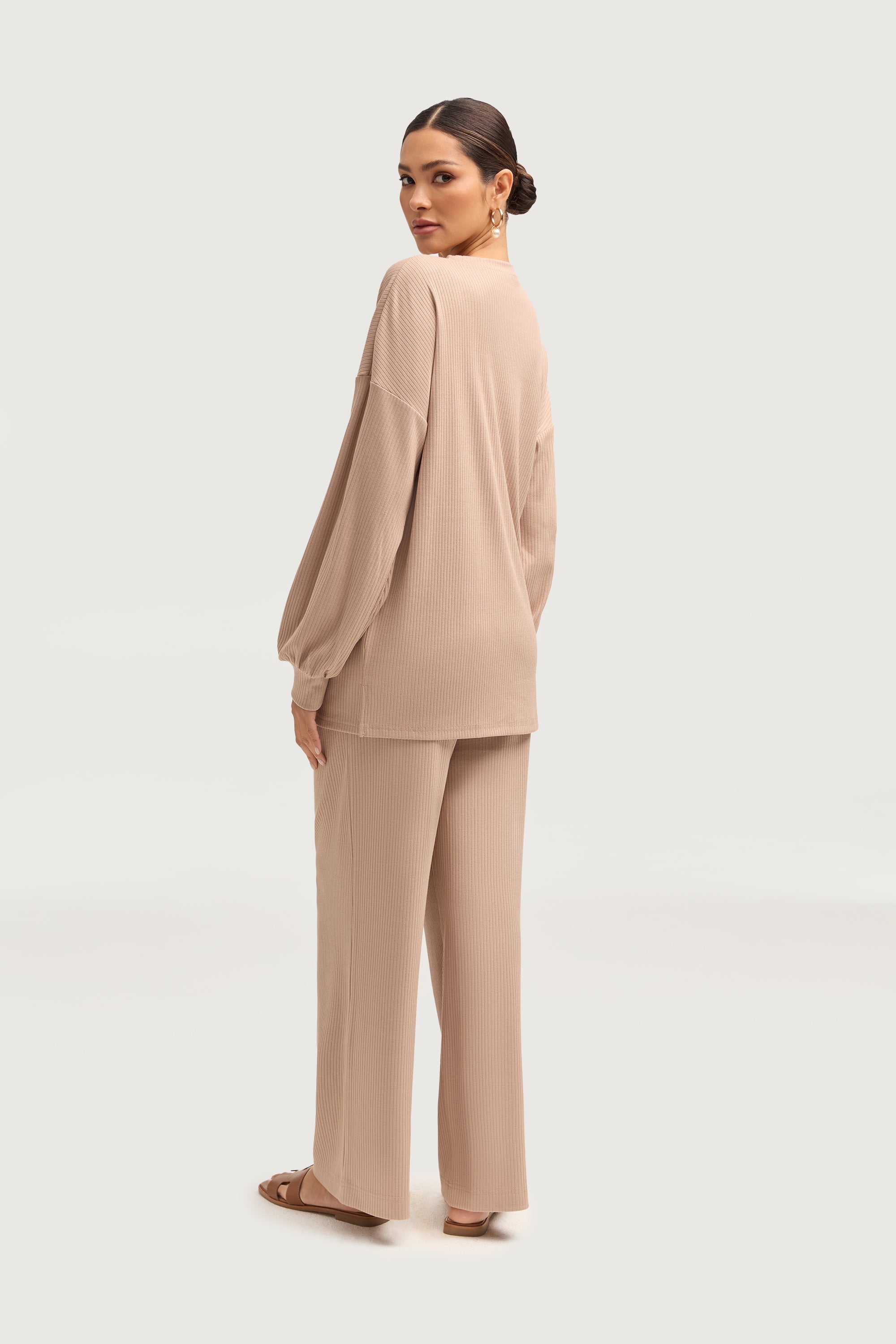 Mona Ribbed Top & Pants Matching Set - Chai Sets Veiled Collection 