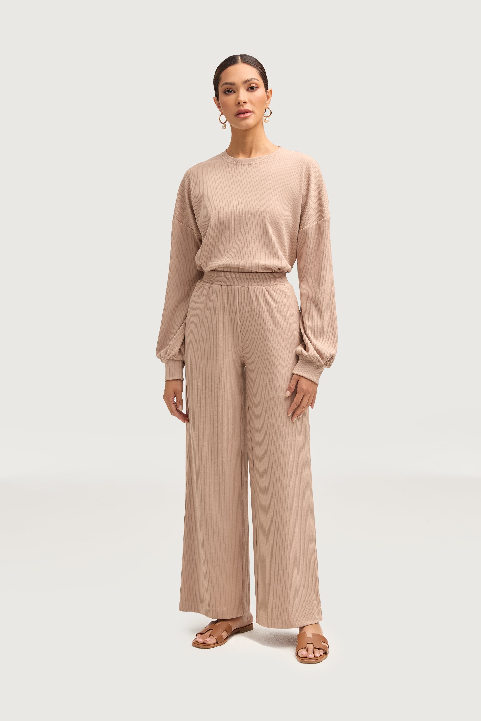 Mona Ribbed Top & Pants Matching Set - Chai Sets Veiled Collection 