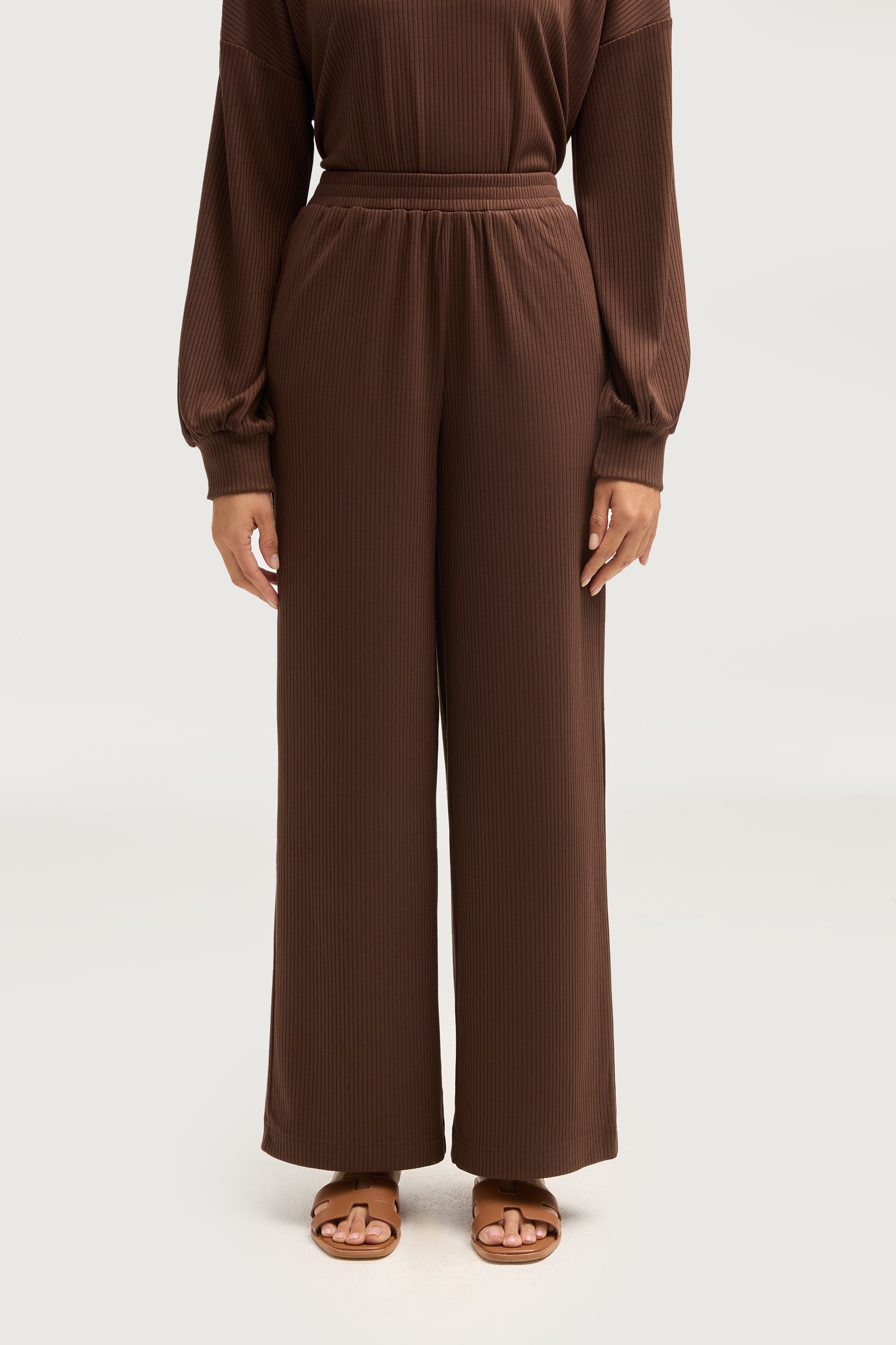 Mona Ribbed Top & Pants Matching Set - Truffle Sets Veiled Collection 