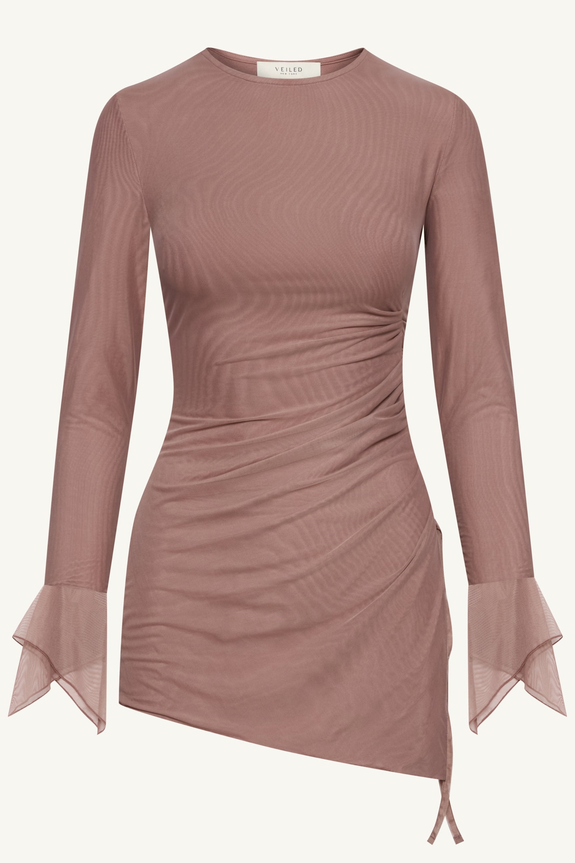 Monica Side Slit Mesh Top - Twilight Mauve Clothing Veiled 