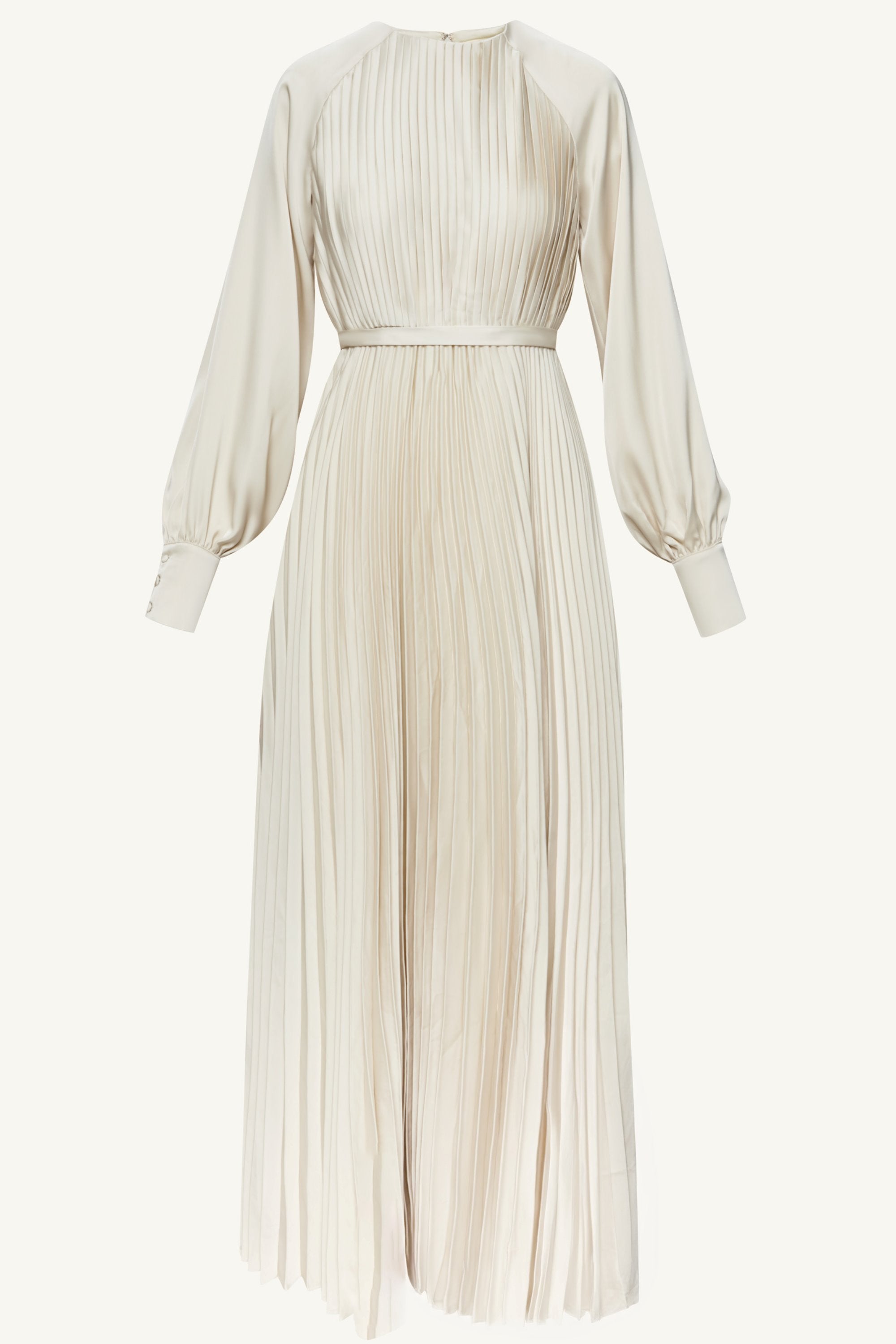 Nadira Satin Pleated Maxi Dress - Pearl Clothing Veiled 
