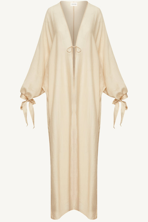 Naima Tie Front Open Abaya - Champagne Abayas Veiled 