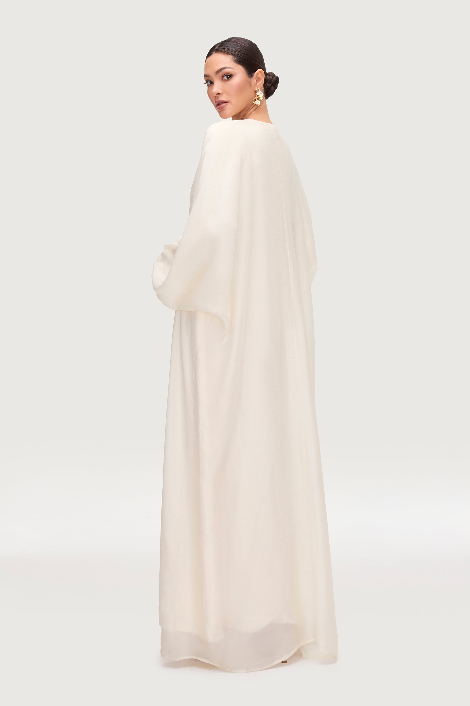 Naima Tie Front Open Abaya - Moonbeam Abayas Veiled 