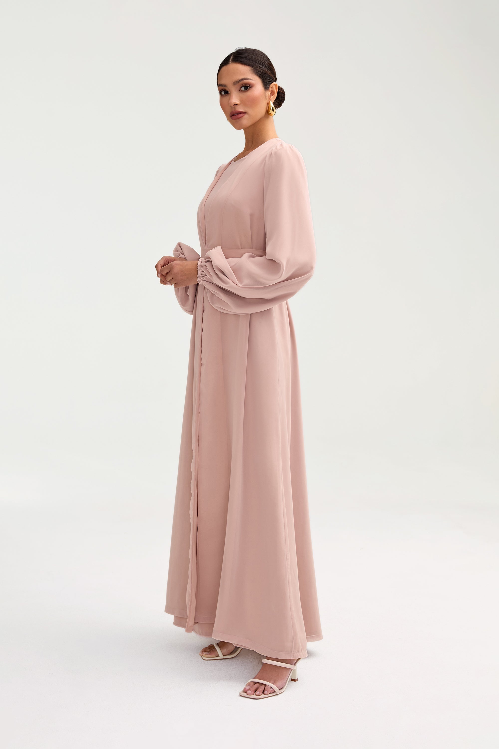 Najma Chiffon Abaya & Dress Set - Jasmine Pink Clothing saigonodysseyhotel 