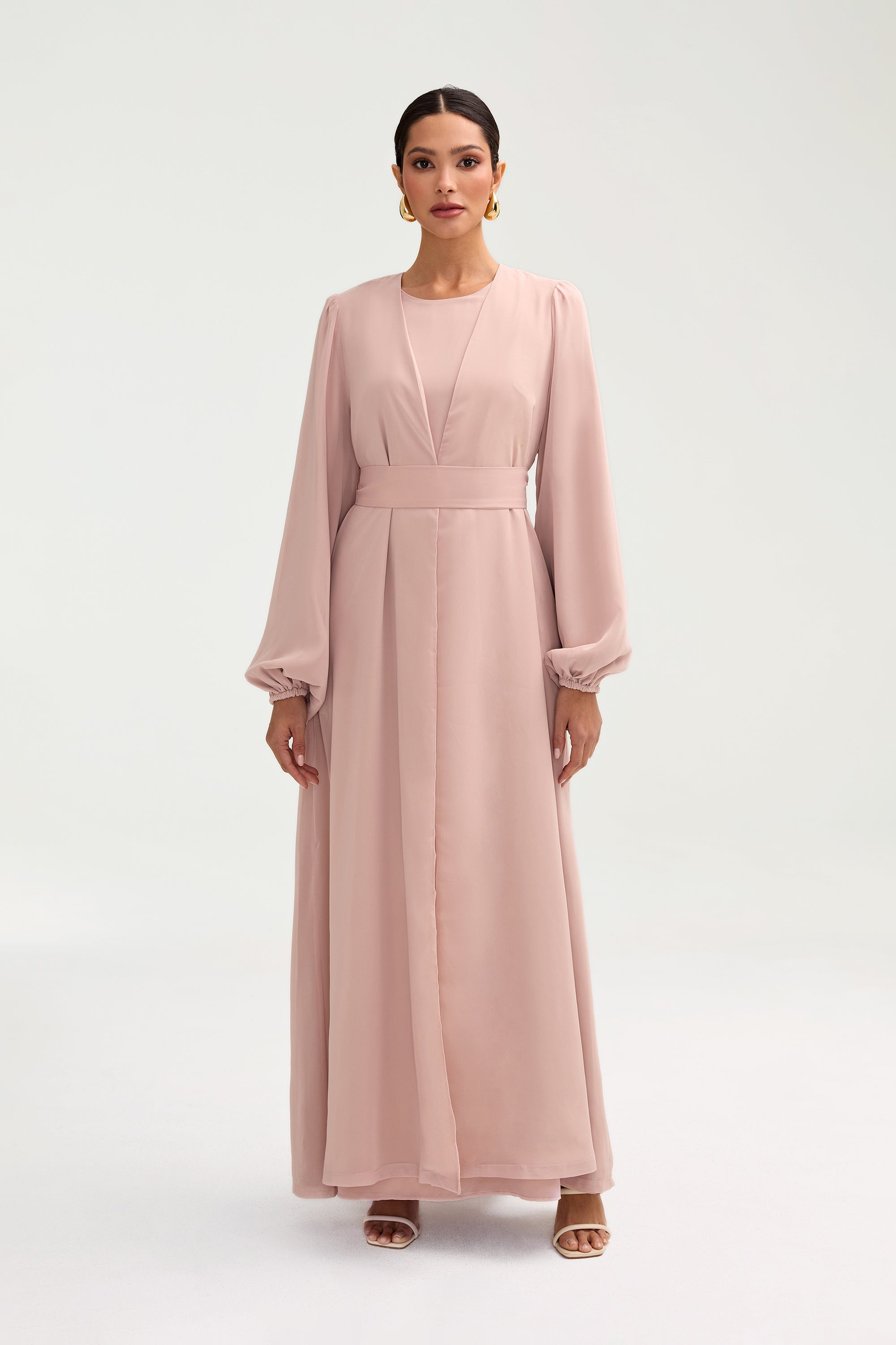 Najma Chiffon Abaya & Dress Set - Jasmine Pink Clothing saigonodysseyhotel 