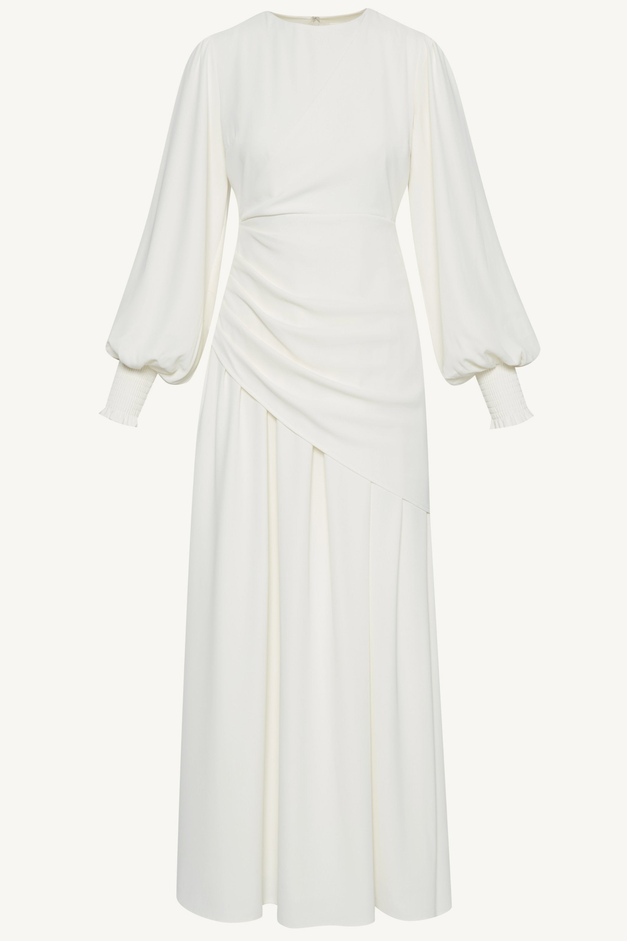 Nalla Asymmetric Draped Maxi Dress - White Dresses Veiled 