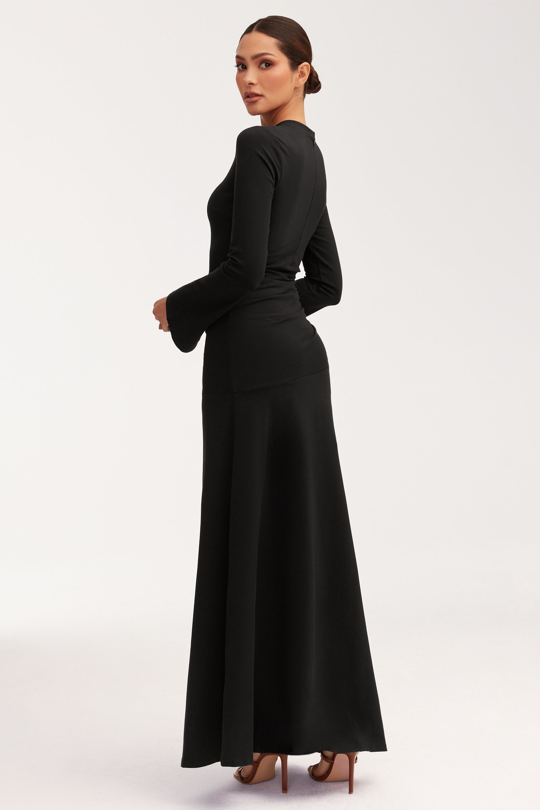 Natalie Rouched Jersey Maxi Dress - Black Dresses Veiled 