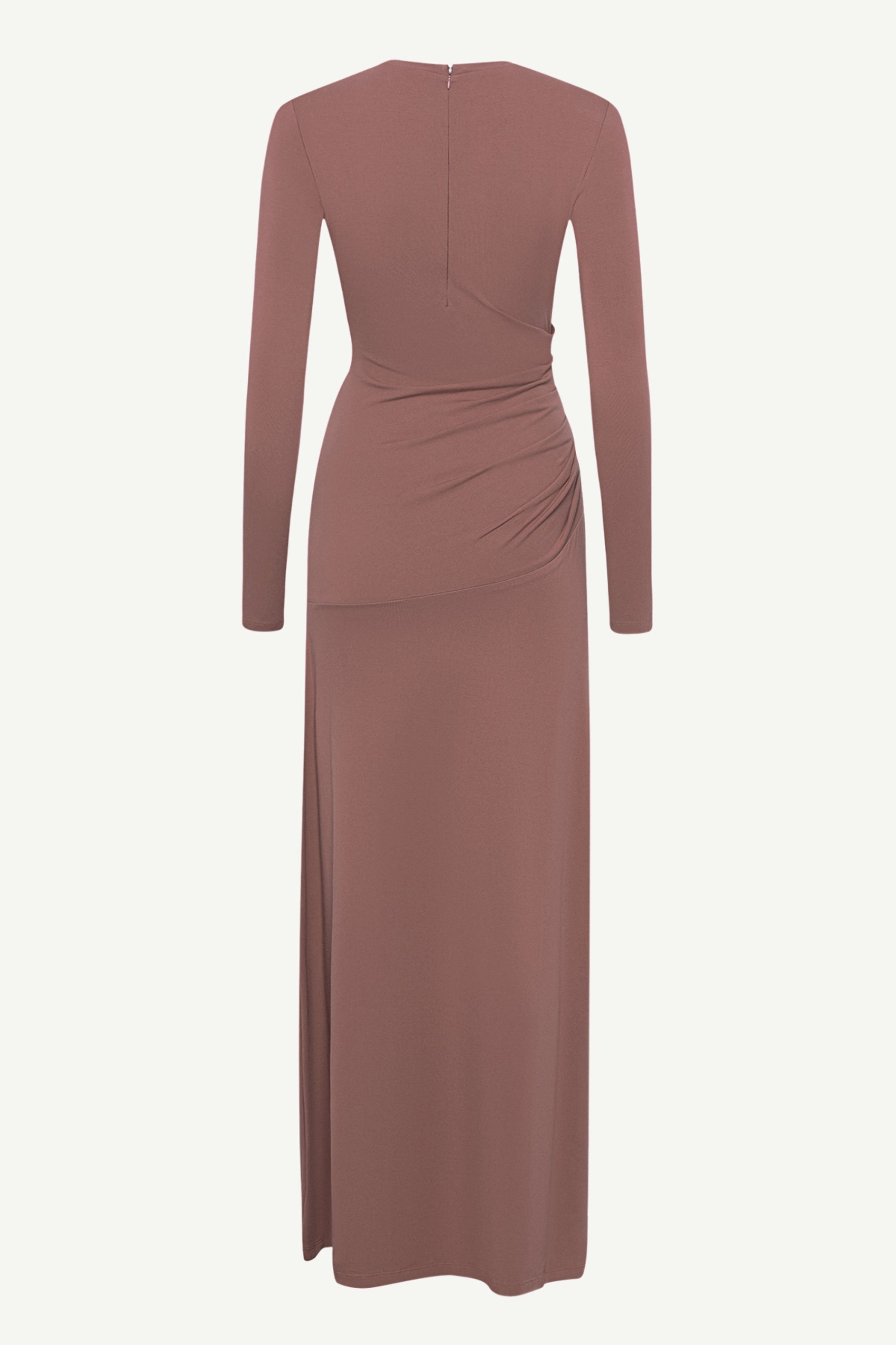 Natalie Rouched Jersey Maxi Dress - Deep Taupe Clothing Veiled 