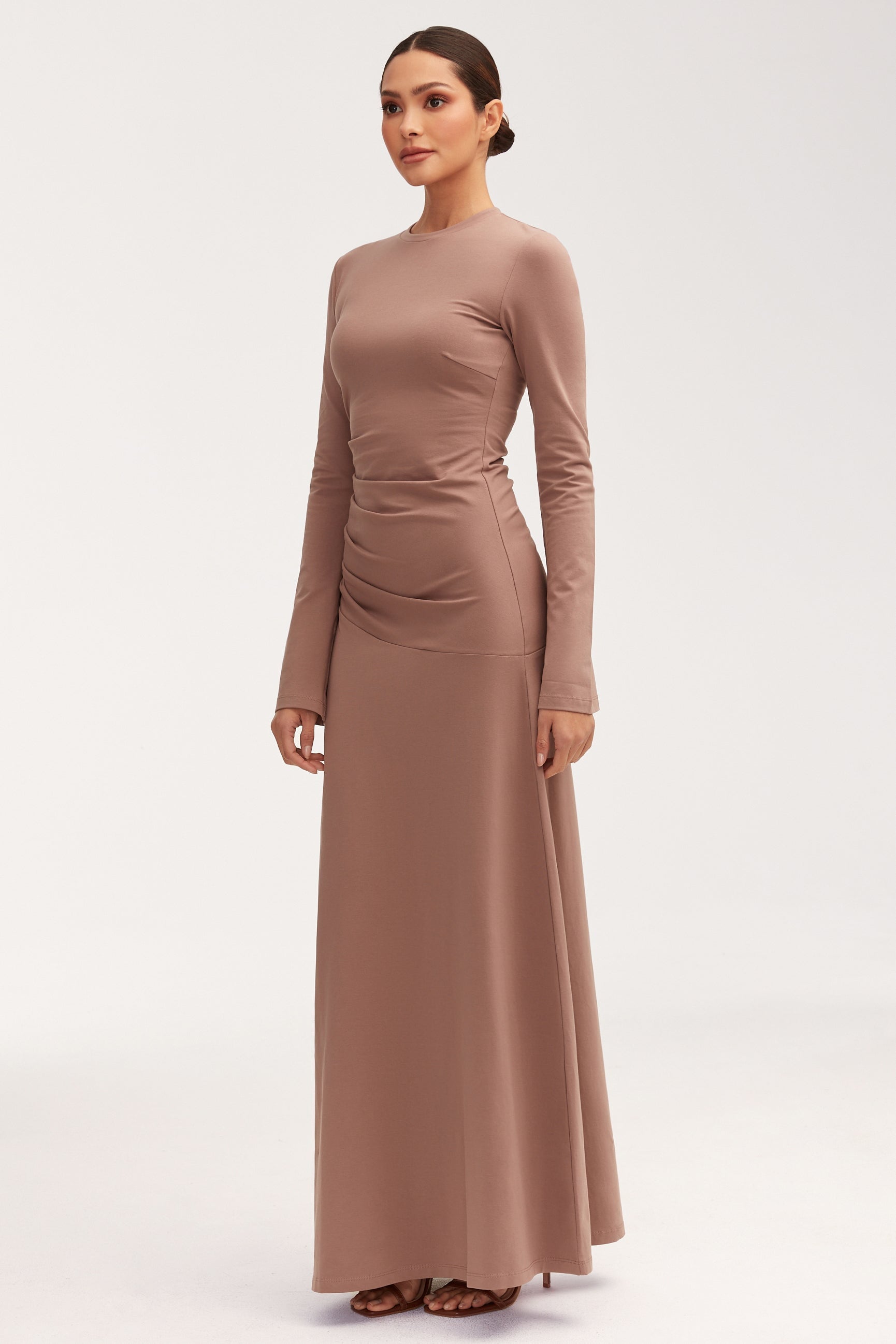 Natalie Rouched Jersey Maxi Dress - Deep Taupe