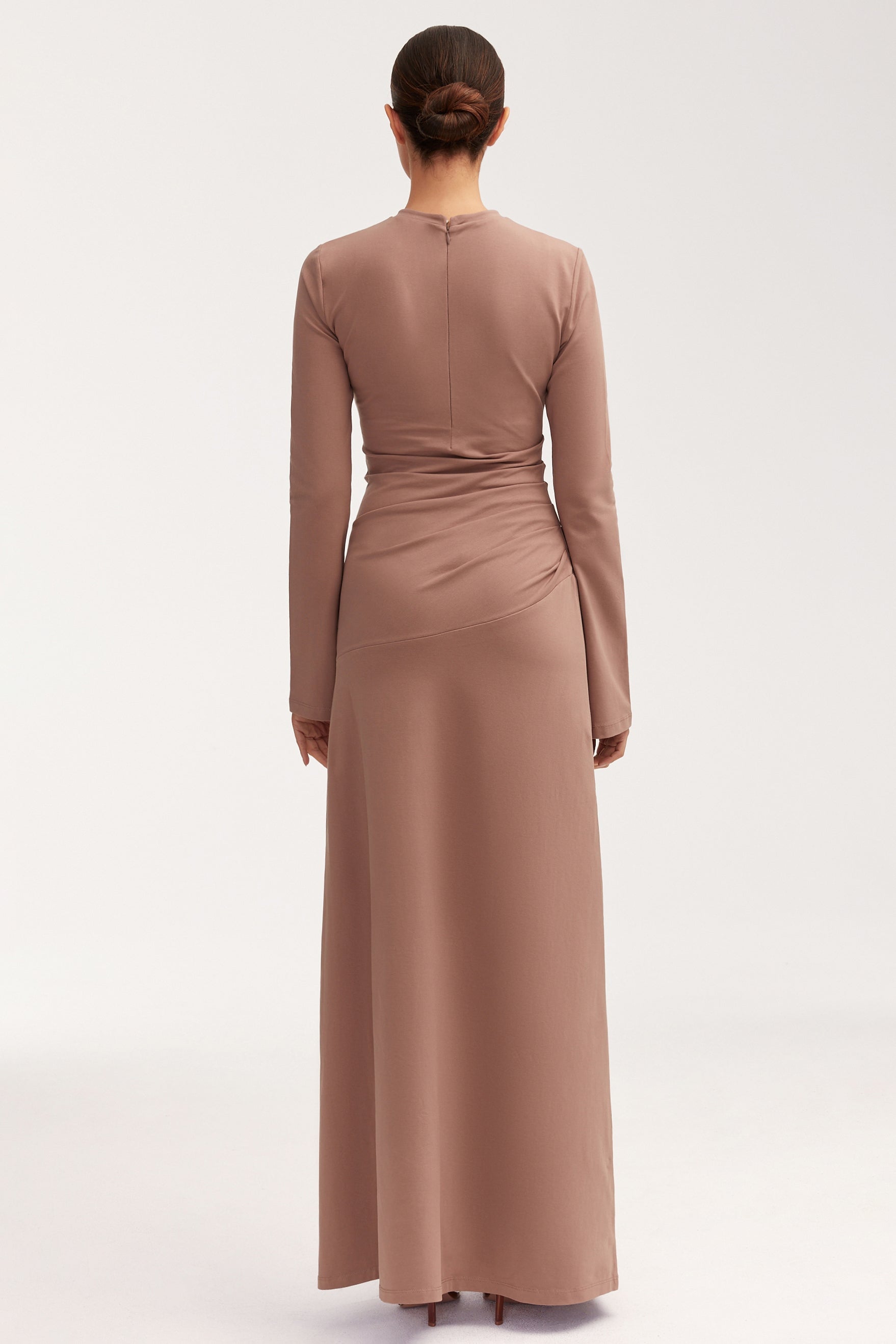 Natalie Rouched Jersey Maxi Dress - Deep Taupe Dresses Veiled 