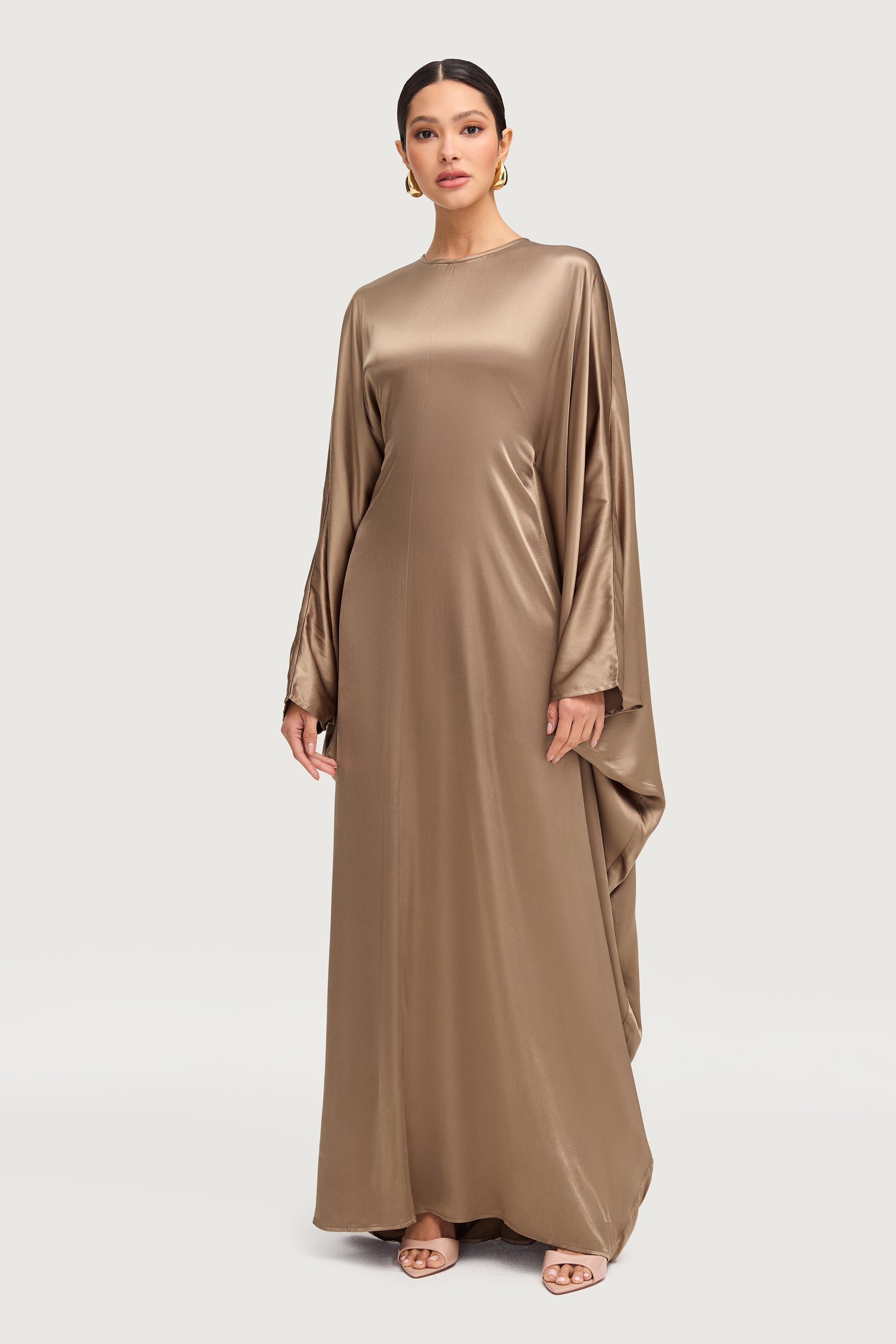 Nayla Silk Butterfly Inner Tie Abaya - Desert Palm Abayas Veiled 