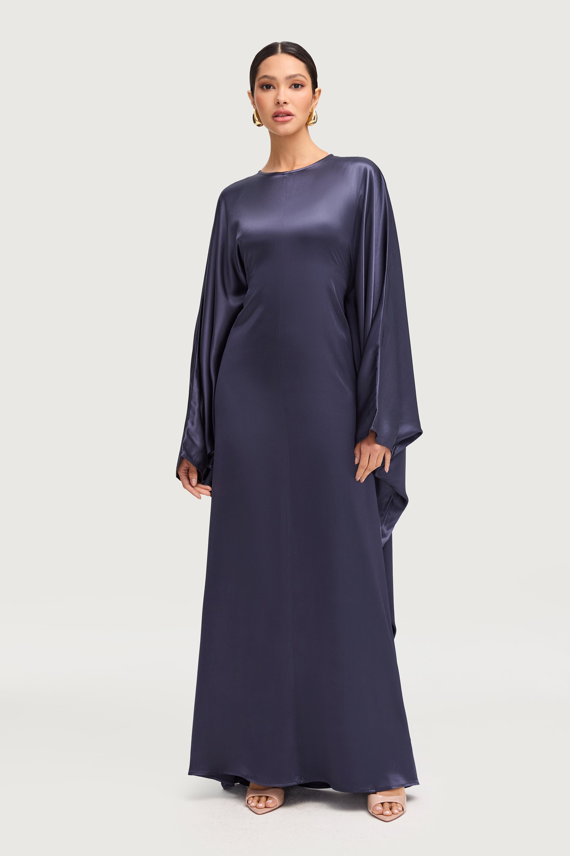 Nayla Silk Butterfly Inner Tie Abaya - Twilight Abayas Veiled 