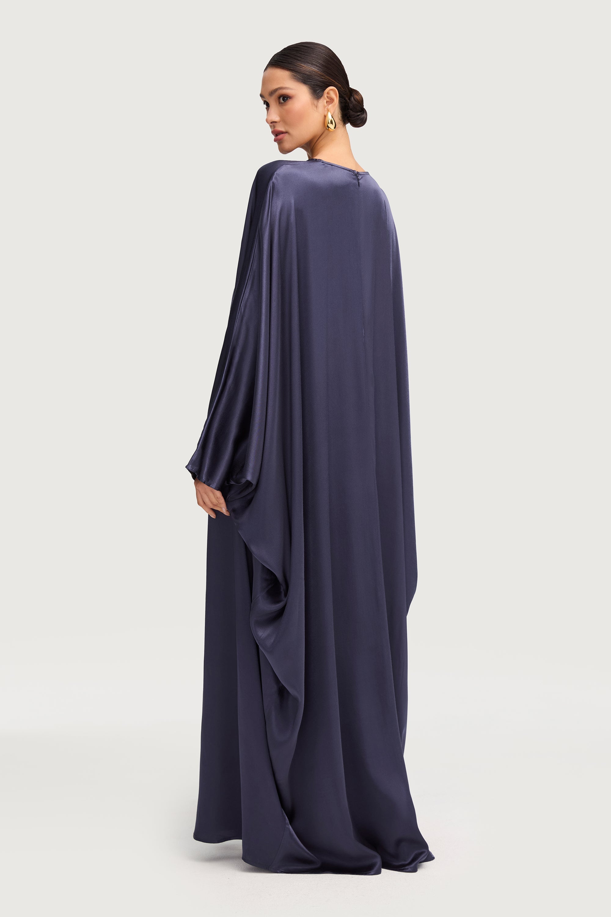 Nayla Silk Butterfly Inner Tie Abaya - Twilight Abayas Veiled 