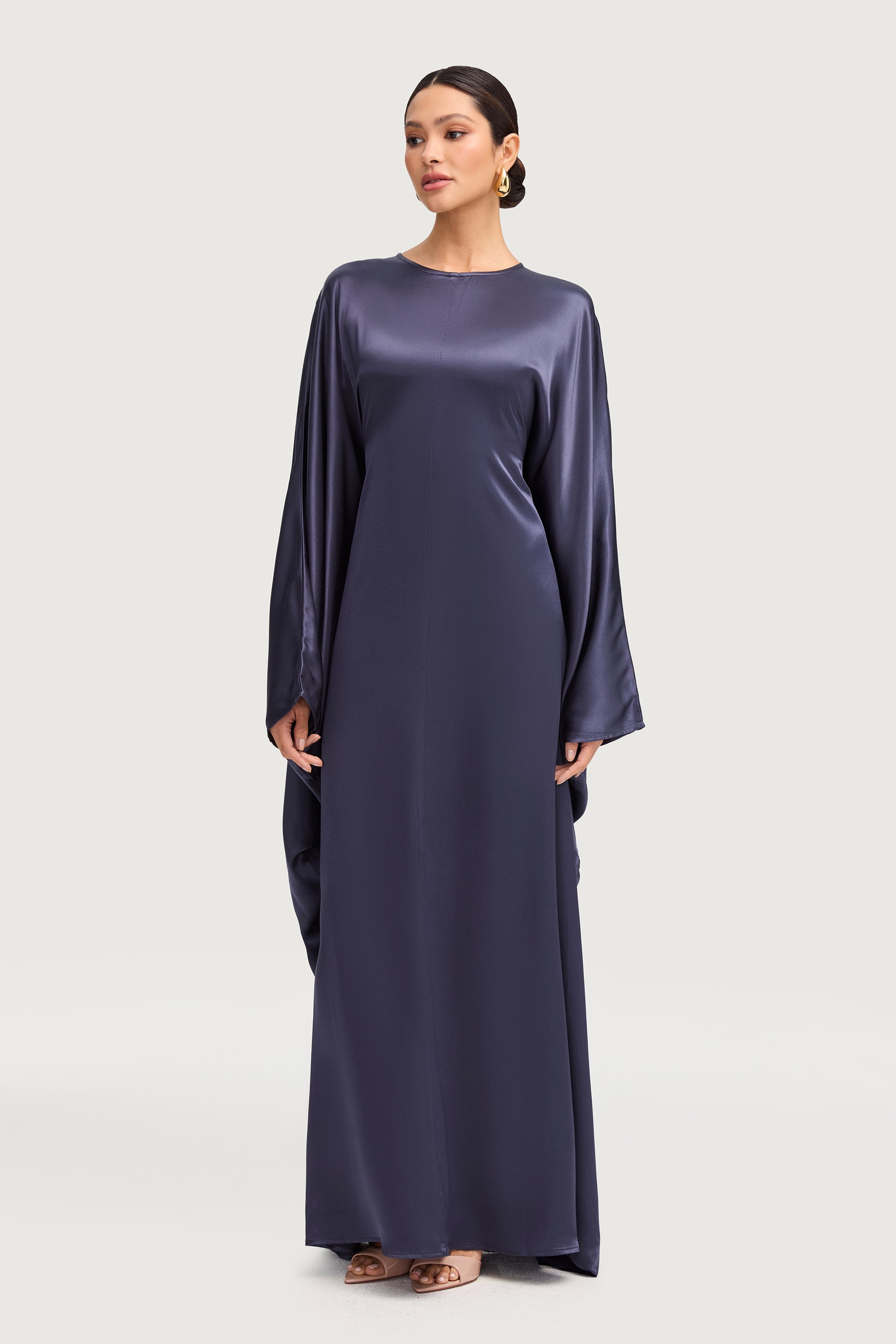 Nayla Silk Butterfly Inner Tie Abaya - Twilight Abayas Veiled 