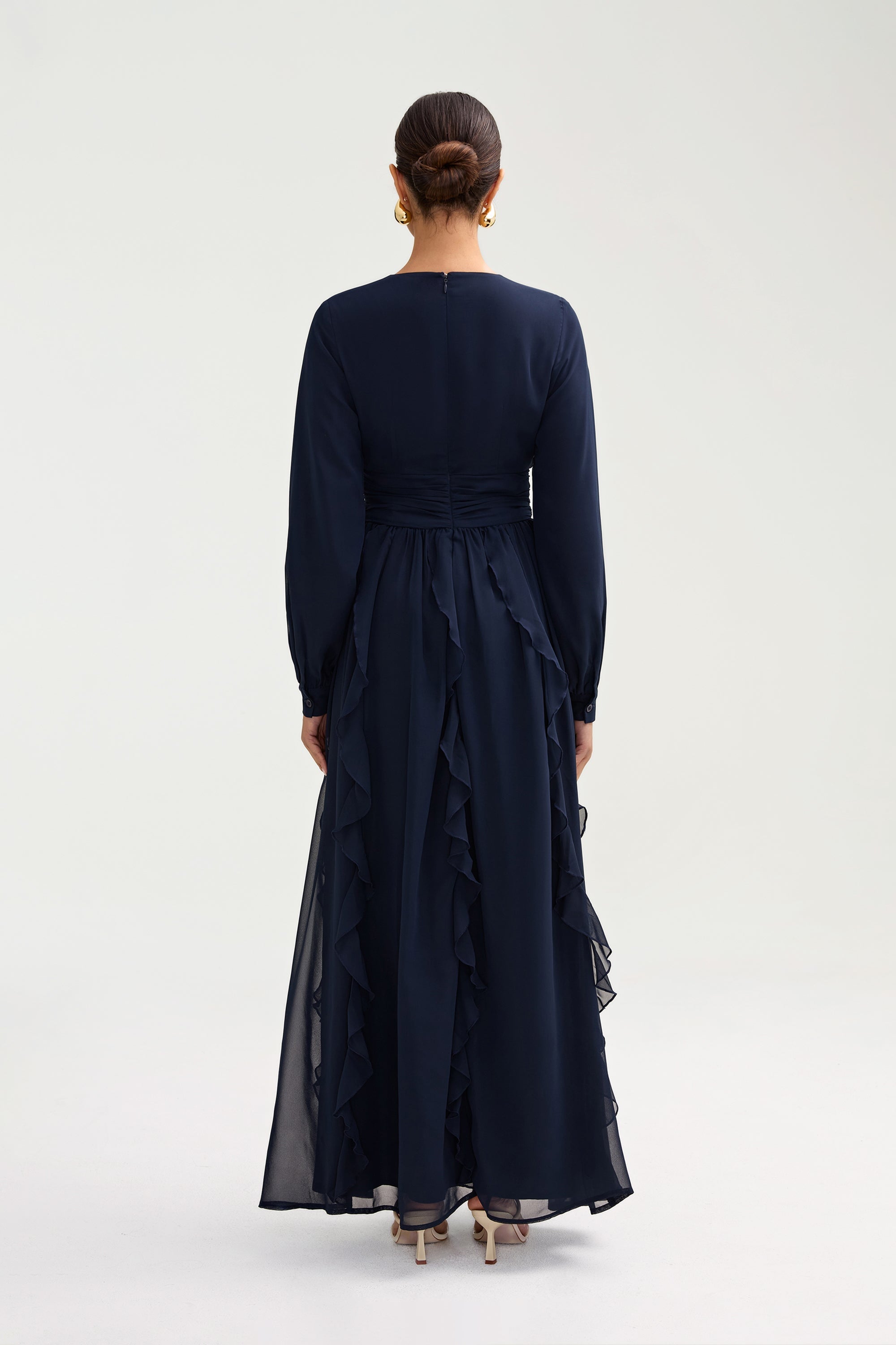 Nesreen Waterfall Chiffon Maxi Dress - Night Sky Clothing Veiled 