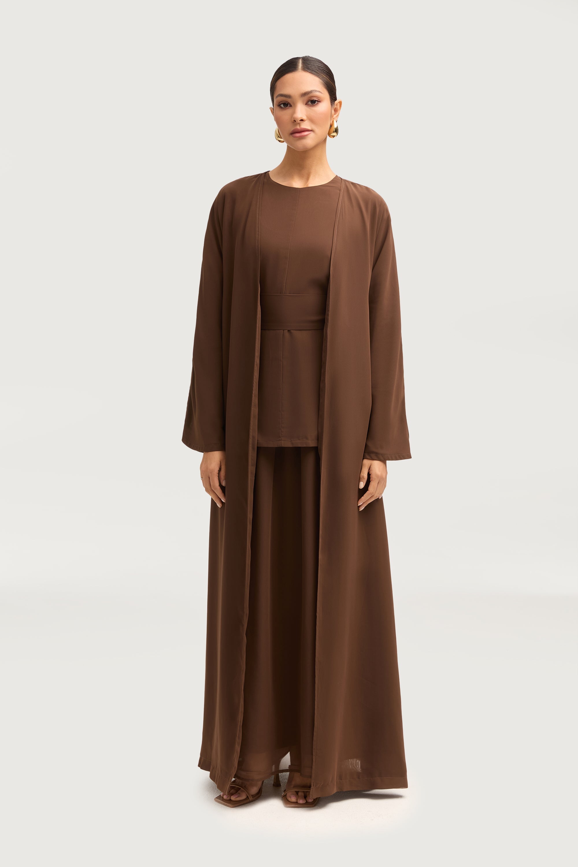 Nevene Open Abaya - Espresso Abayas Veiled 