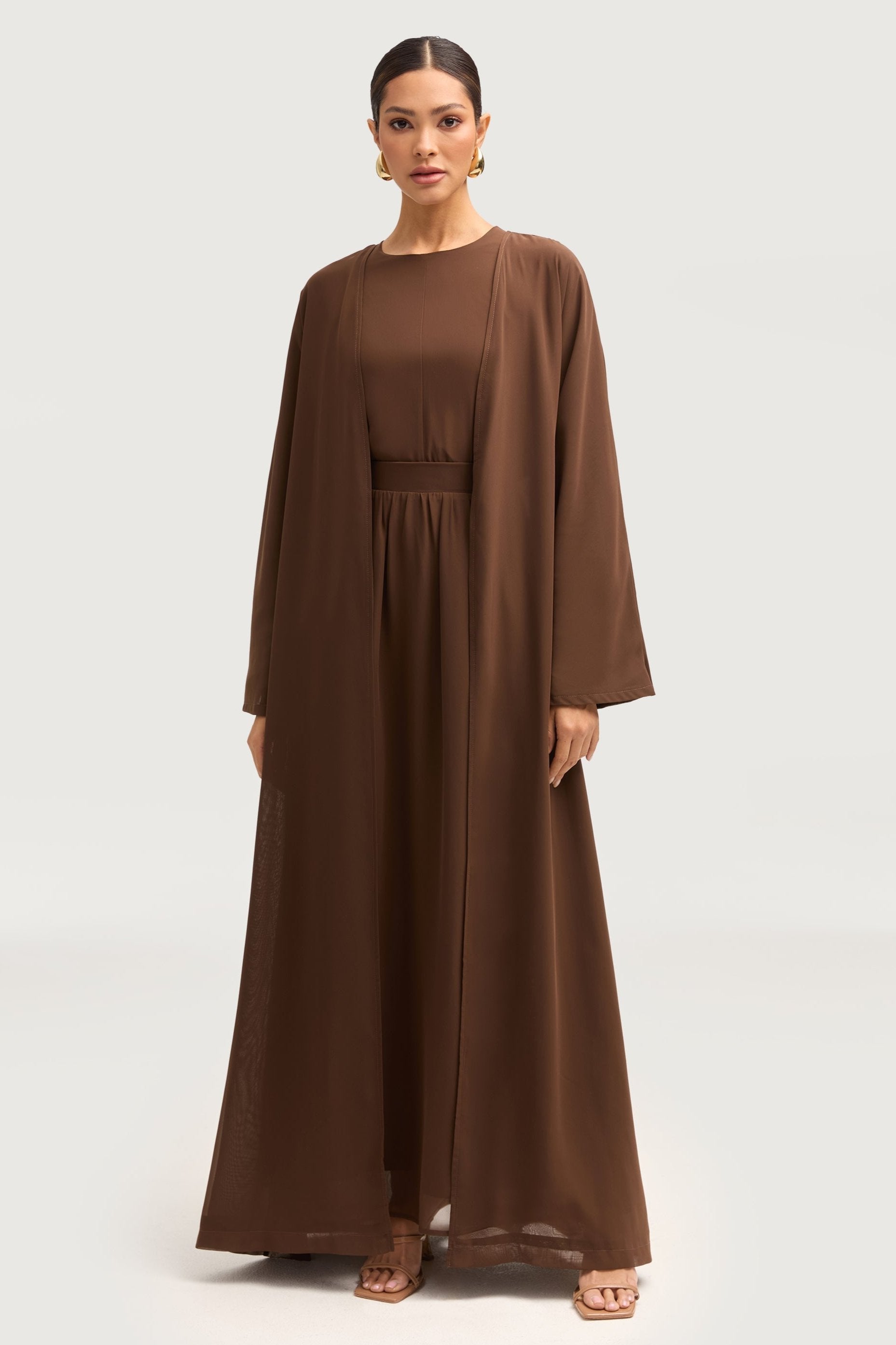 Nevene Open Abaya - Espresso Abayas Veiled 