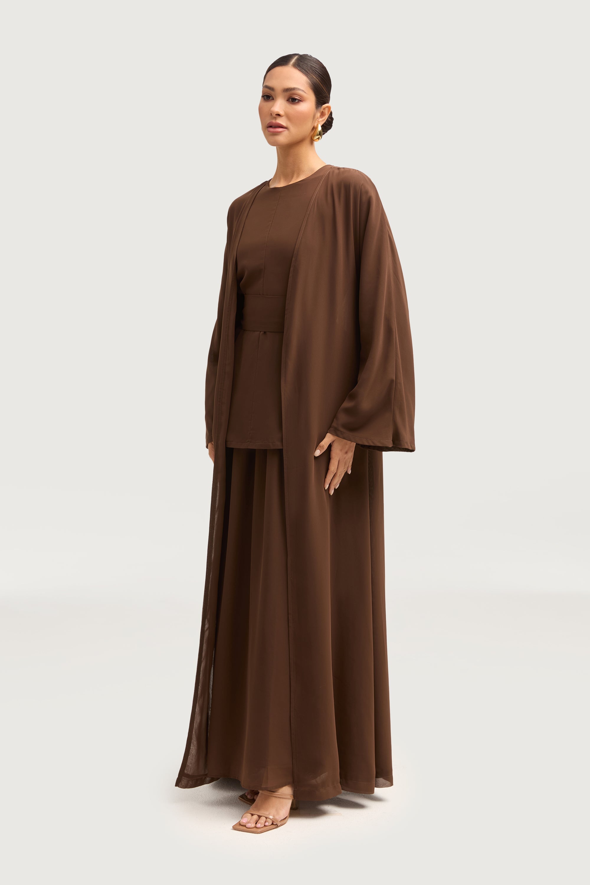 Nevene Open Abaya - Espresso Abayas Veiled 