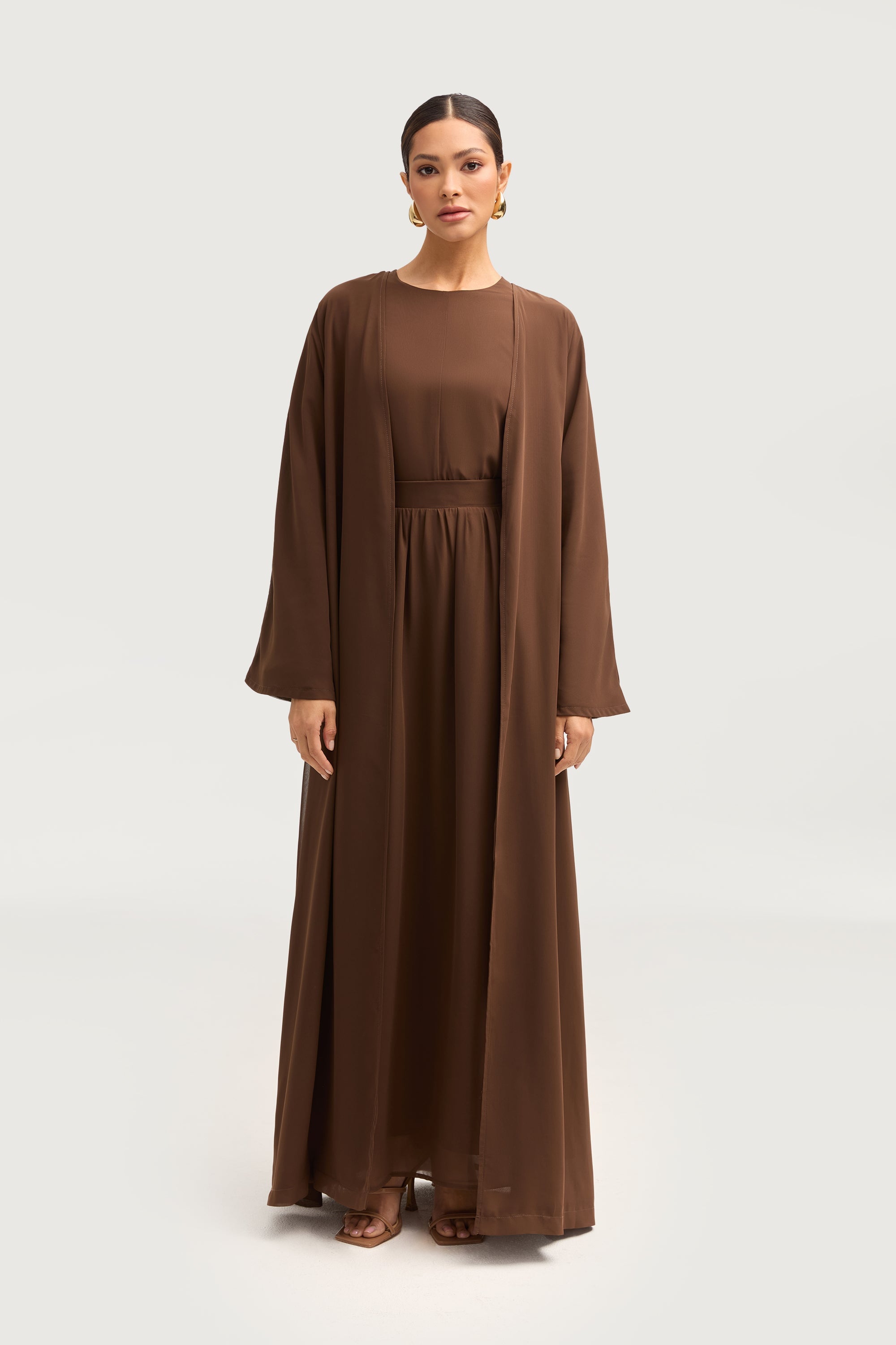 Nevene Open Abaya - Espresso Abayas Veiled 