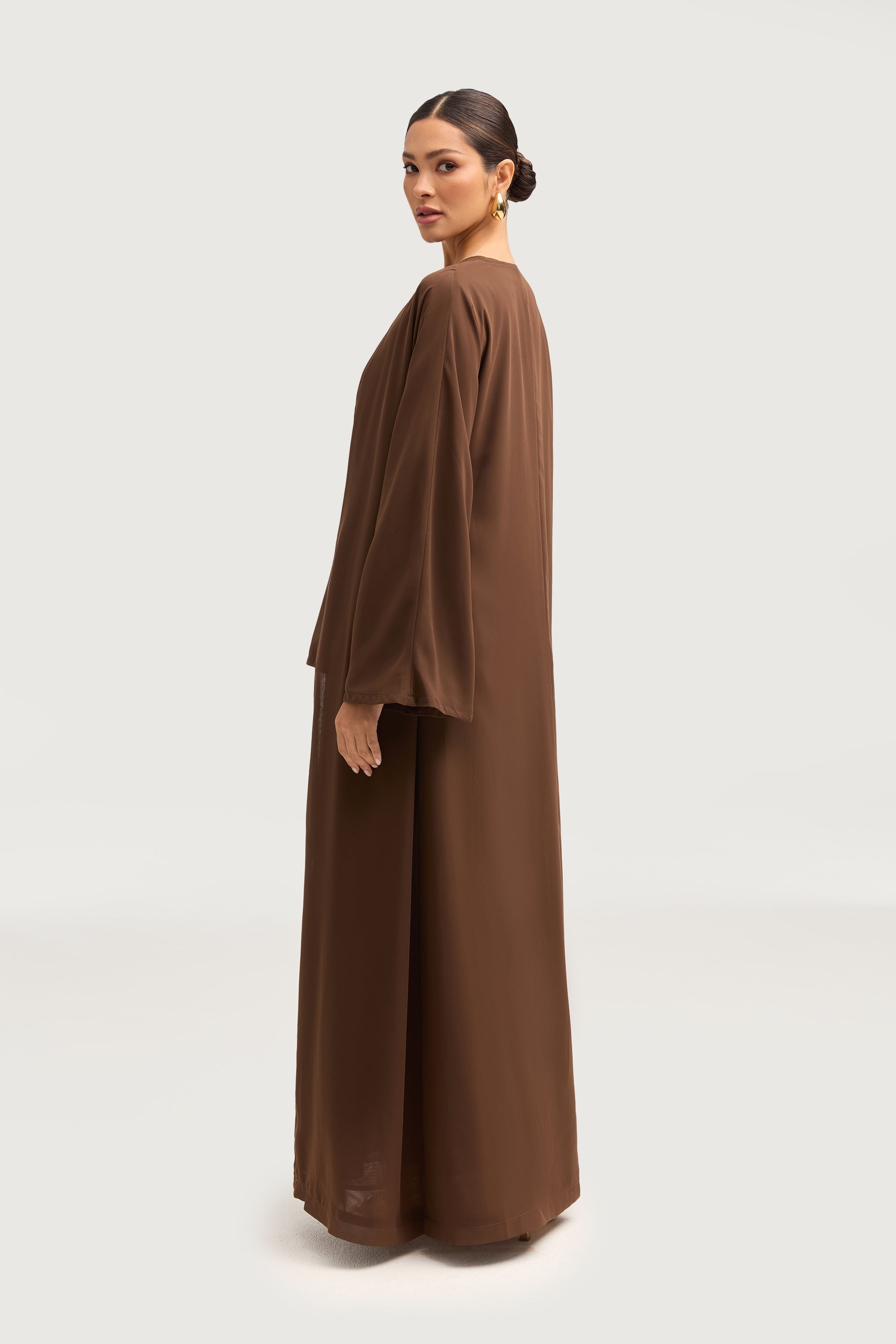 Nevene Open Abaya - Espresso Abayas Veiled 