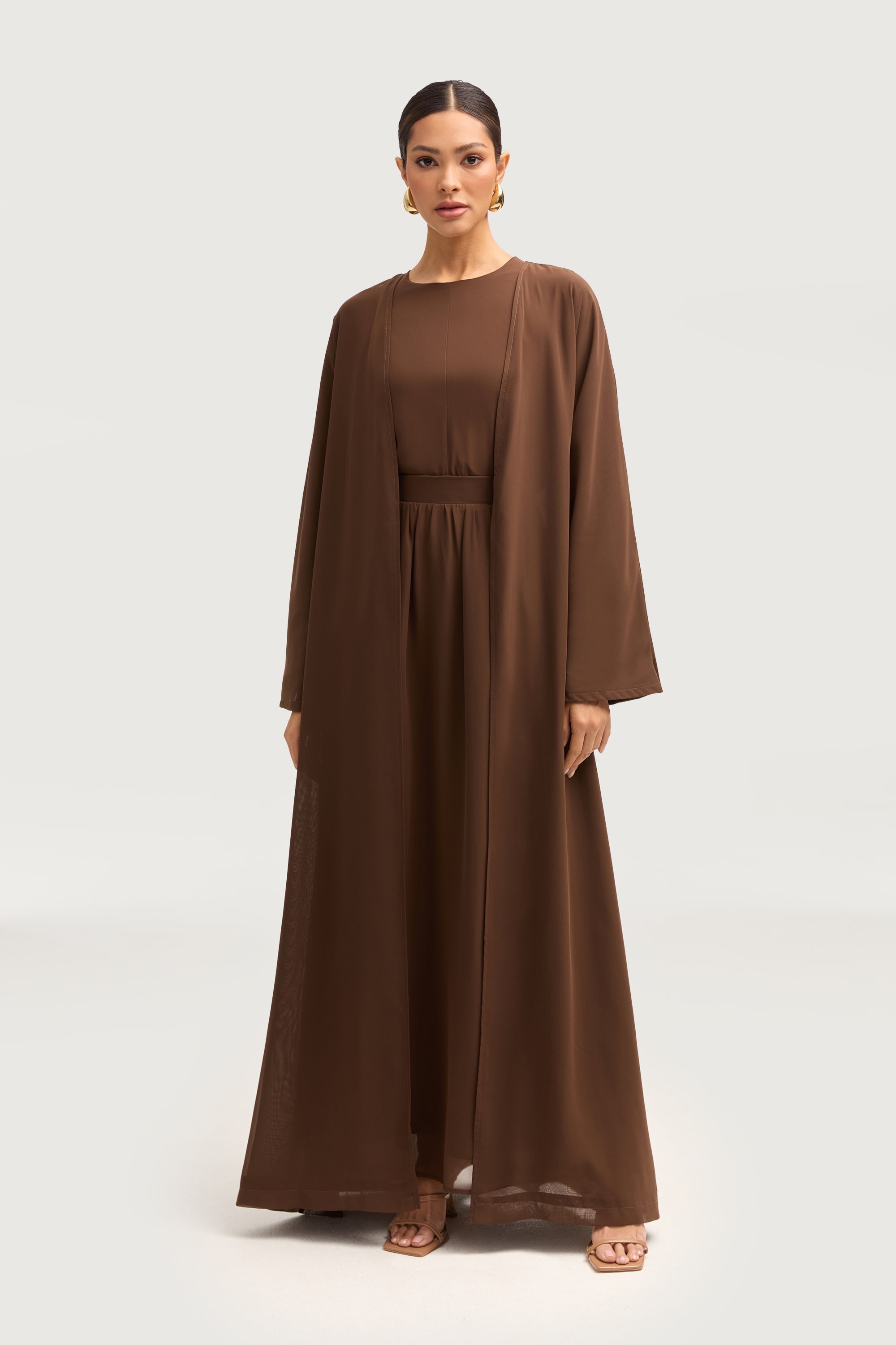 Nevene Three Piece Abaya Set - Espresso Sets Veiled 