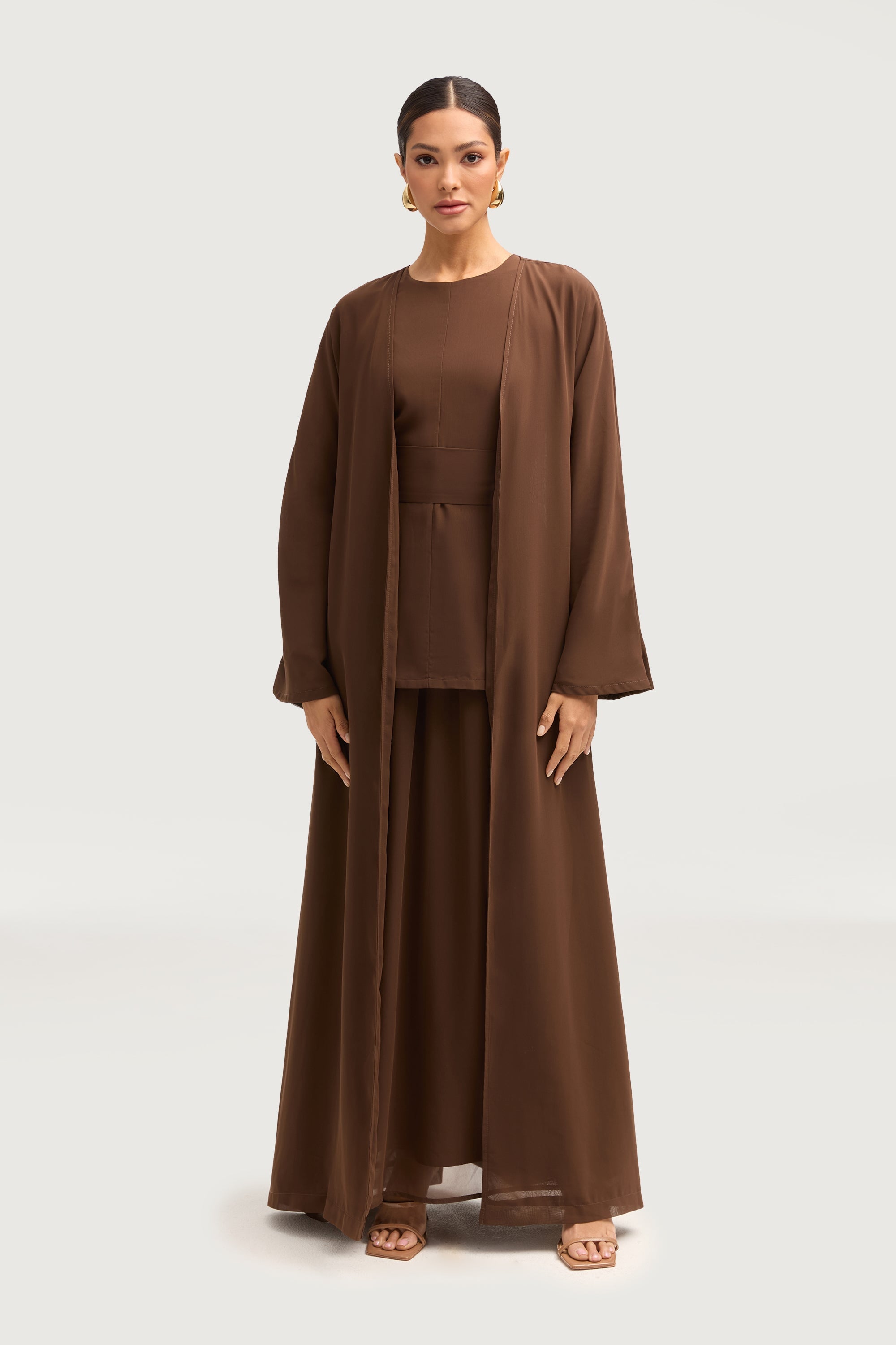 Nevene Three Piece Abaya Set - Espresso Sets Veiled 