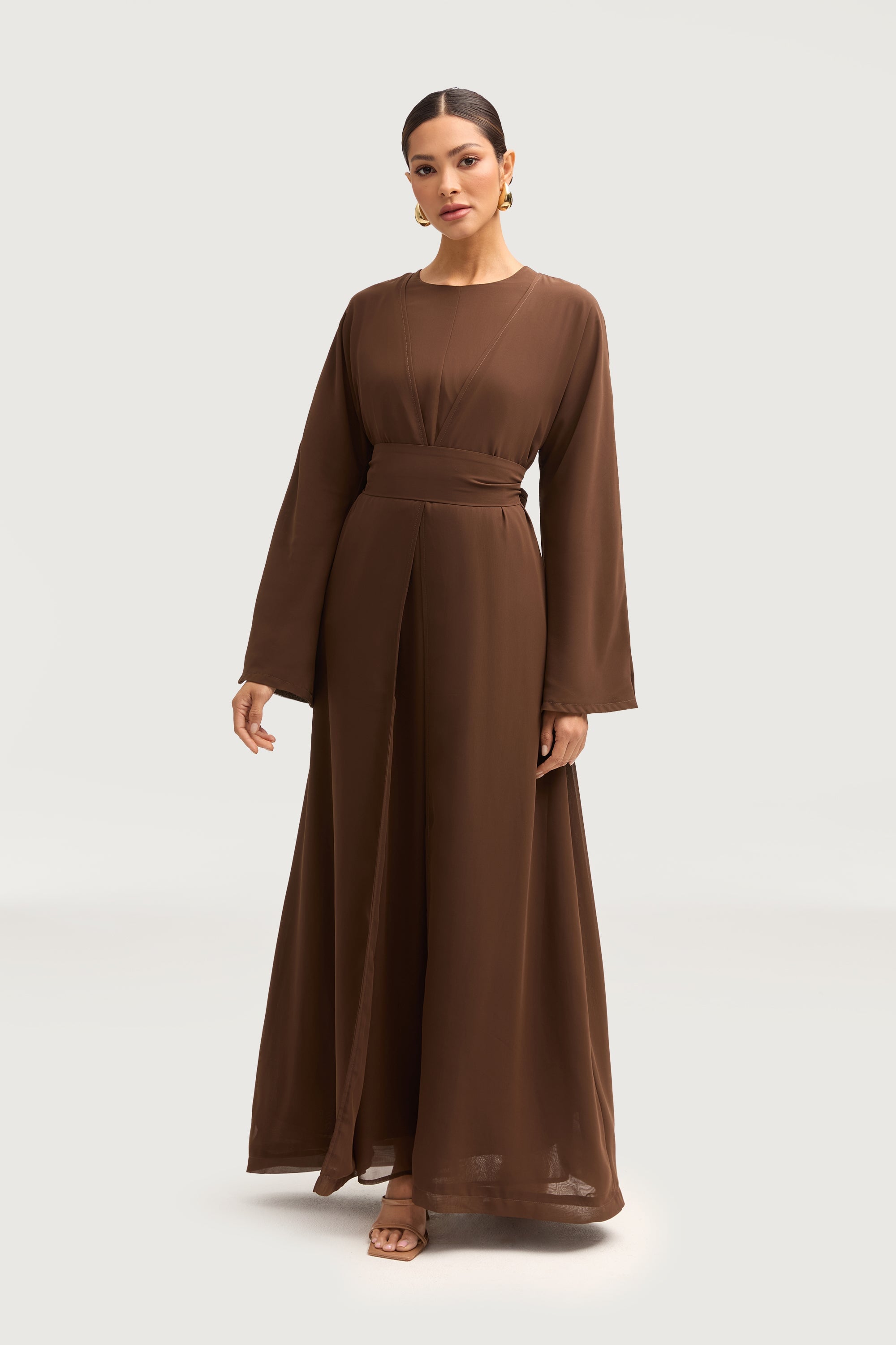 Nevene Three Piece Abaya Set - Espresso Sets Veiled 