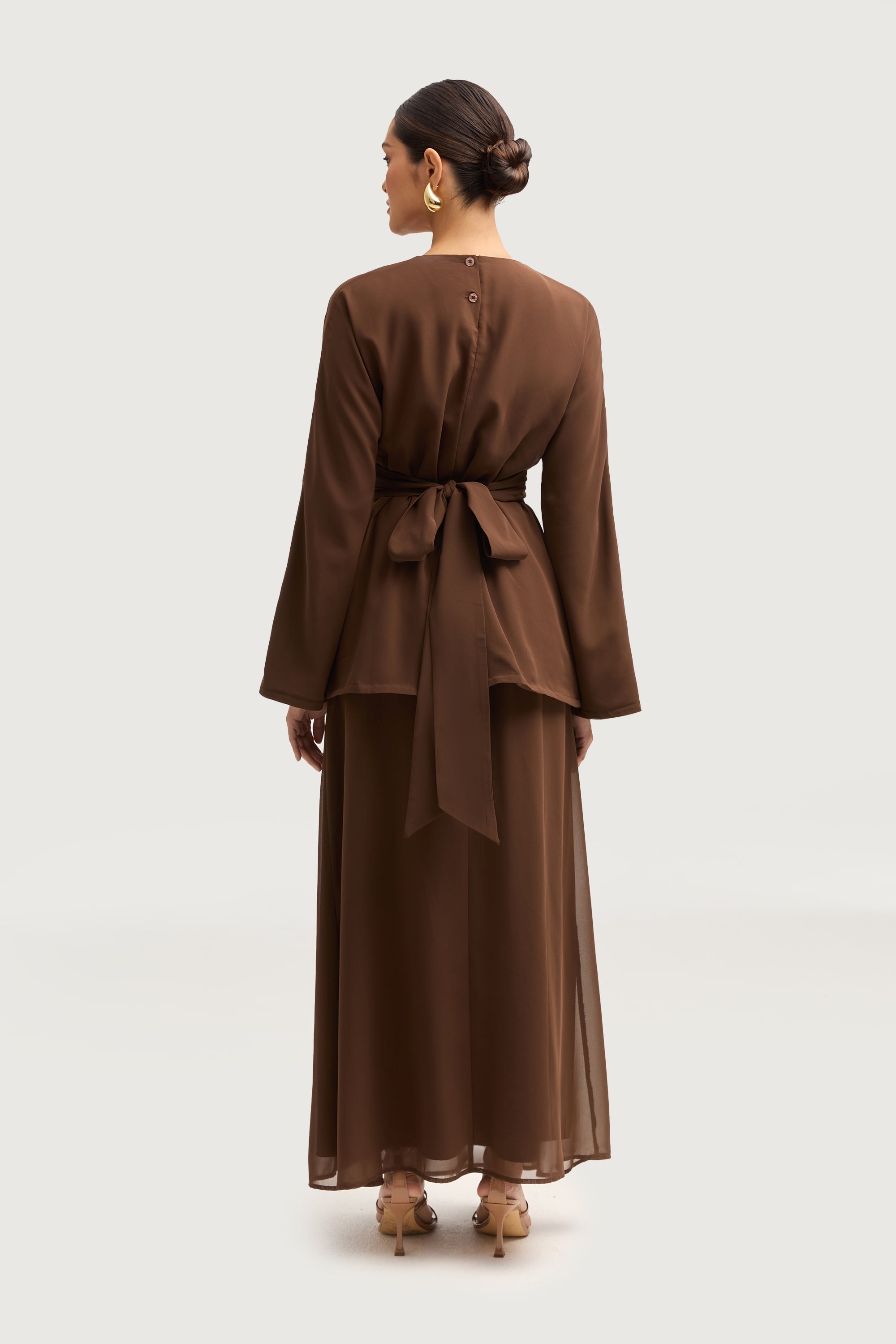 Nevene Three Piece Abaya Set - Espresso Sets Veiled 