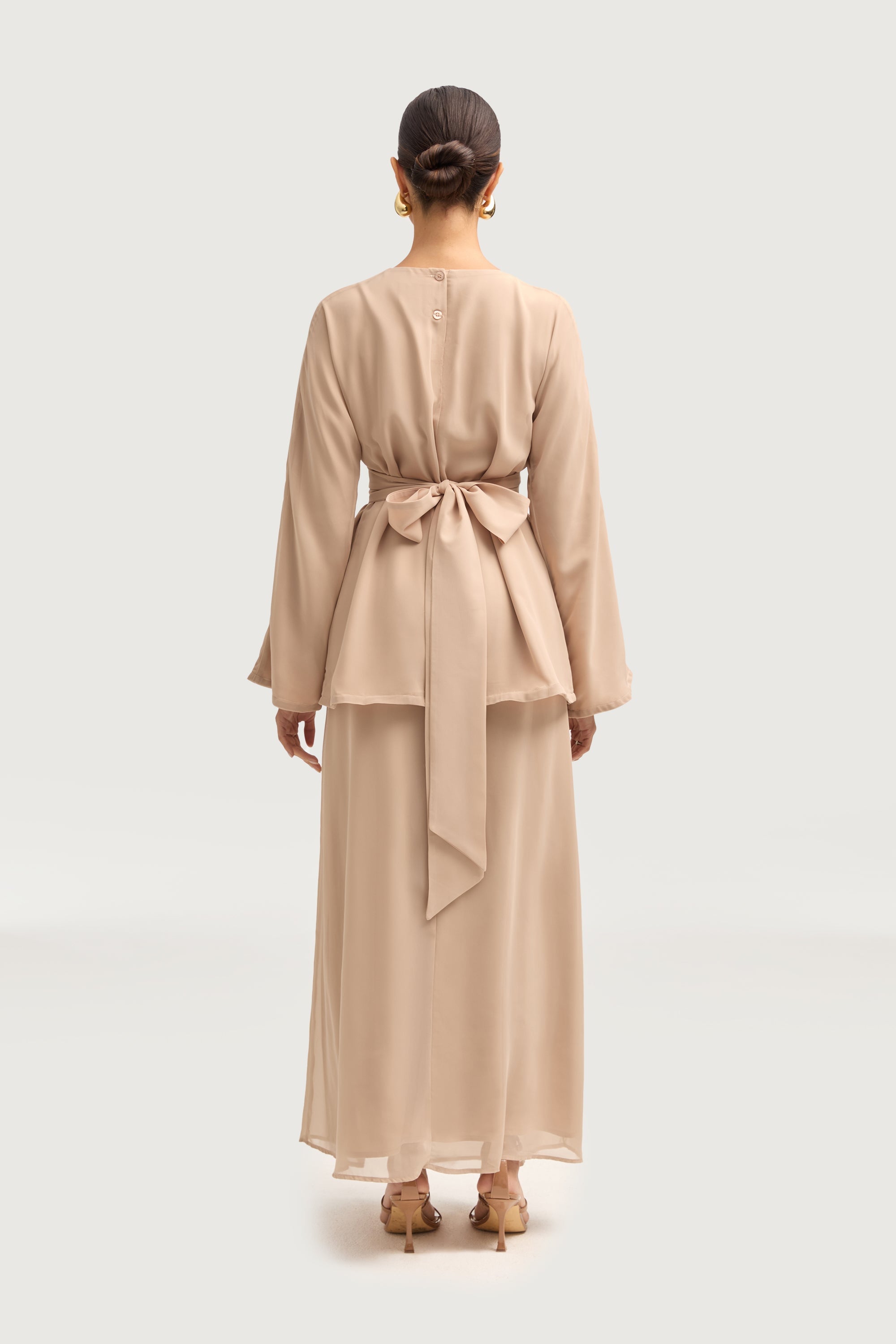 Nevene Three Piece Abaya Set - Stone Sets Veiled 