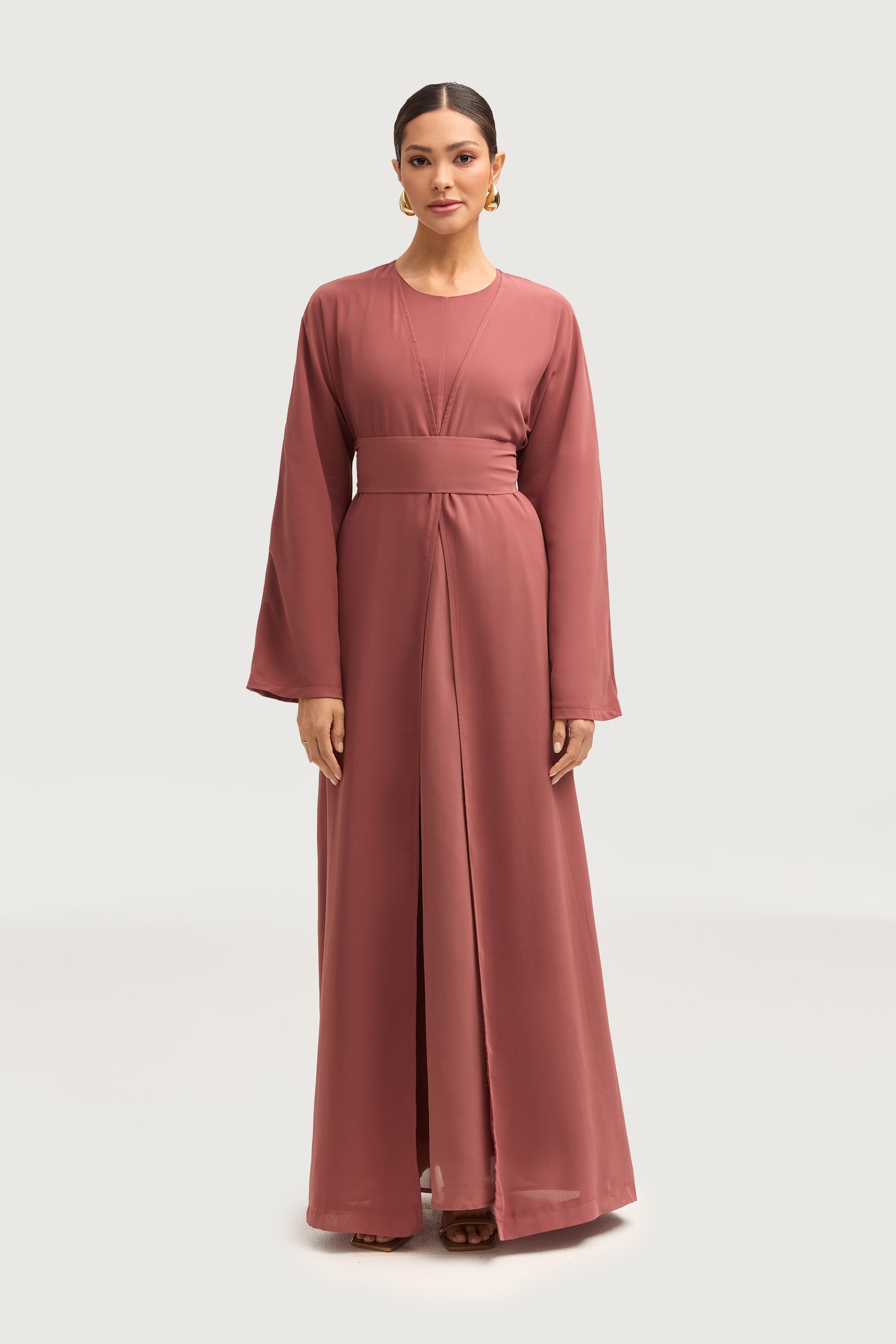 Nevene Three Piece Abaya Set - Toasted Pecan Sets Veiled 